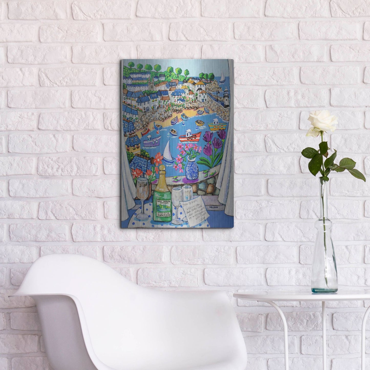 Luxe Metal Art 'The Three Travelers St Ives' by Holly Wojhan, Metal Wall Art,16x24