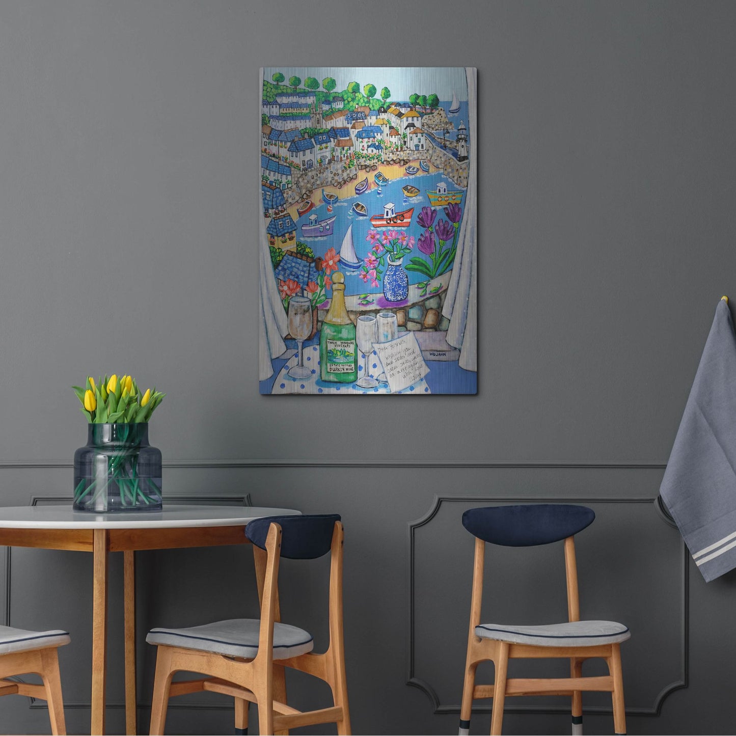 Luxe Metal Art 'The Three Travelers St Ives' by Holly Wojhan, Metal Wall Art,24x36