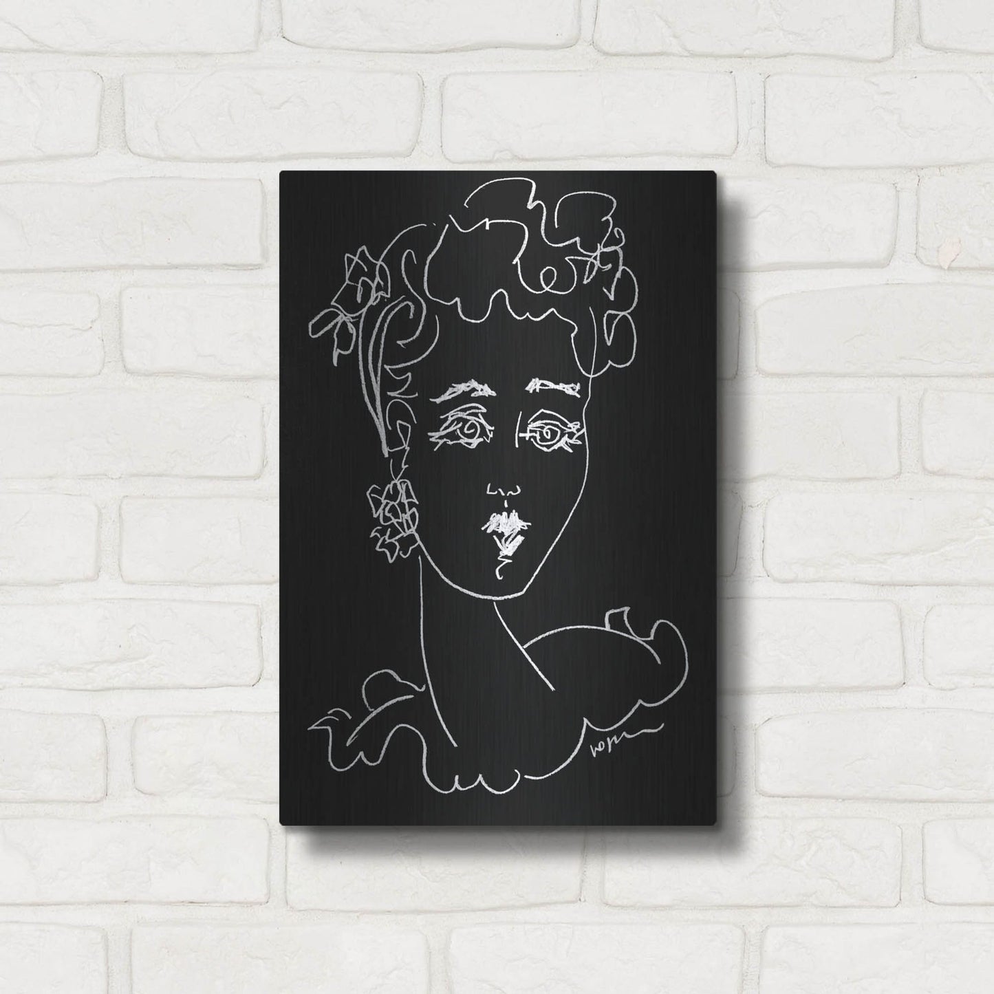 Luxe Metal Art 'Face Noir' by Holly Wojhan, Metal Wall Art,12x16