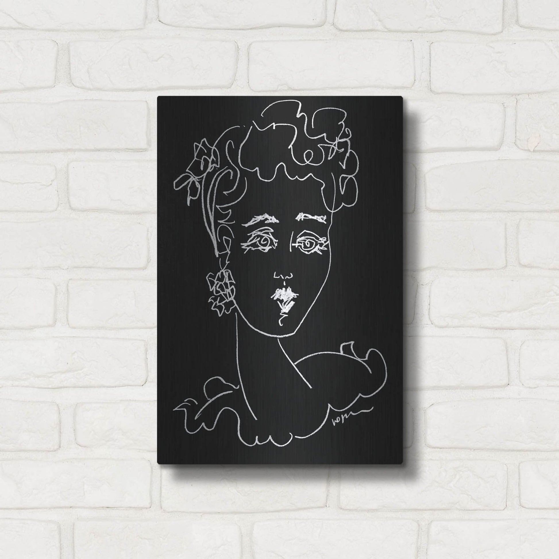 Luxe Metal Art 'Face Noir' by Holly Wojhan, Metal Wall Art,12x16