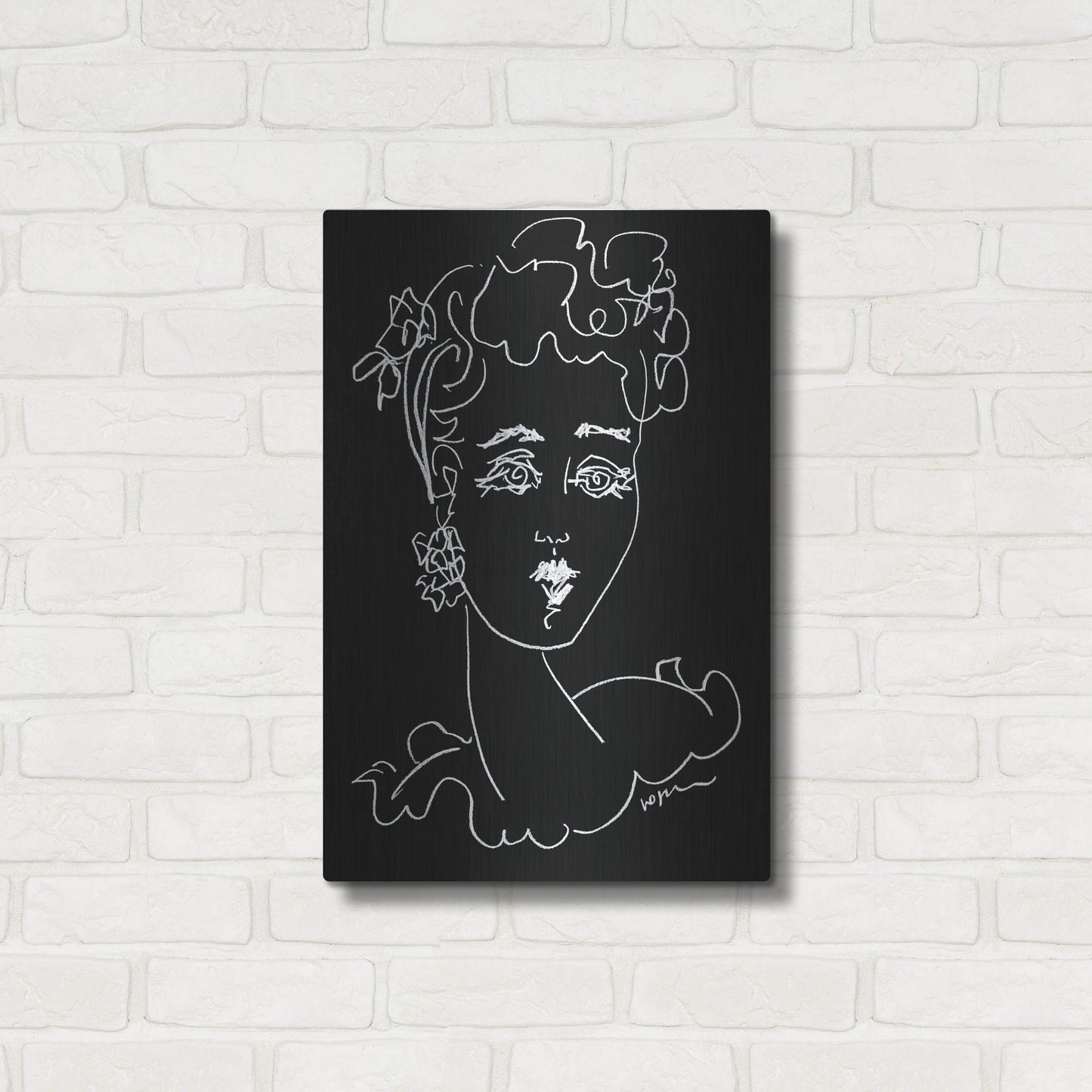 Luxe Metal Art 'Face Noir' by Holly Wojhan, Metal Wall Art,16x24