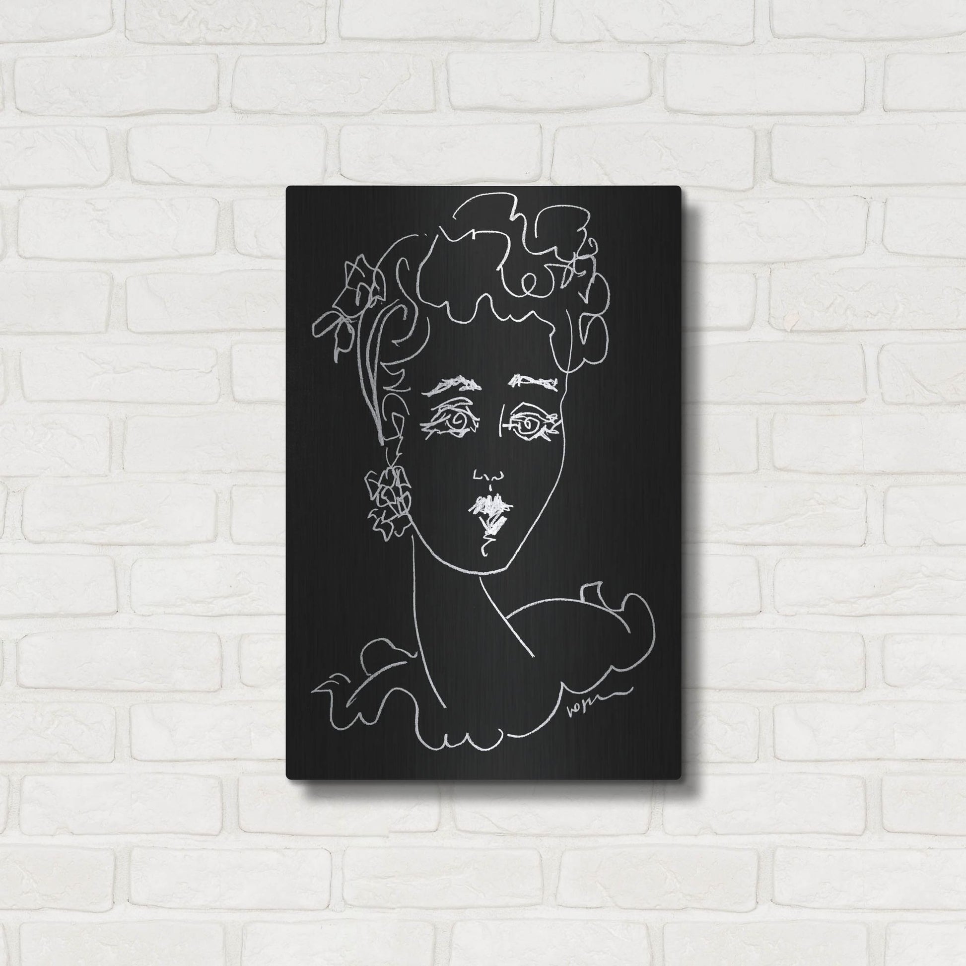 Luxe Metal Art 'Face Noir' by Holly Wojhan, Metal Wall Art,16x24