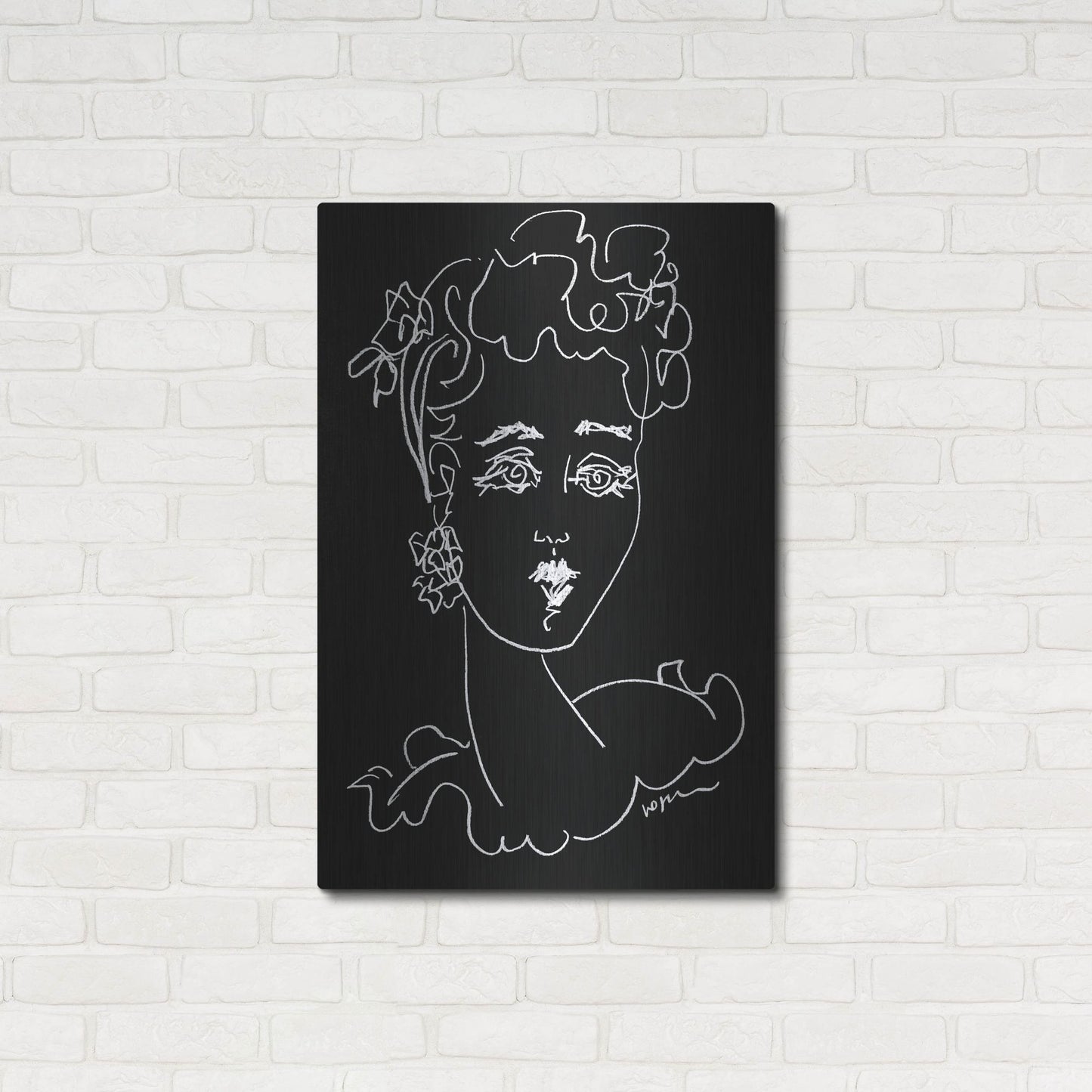 Luxe Metal Art 'Face Noir' by Holly Wojhan, Metal Wall Art,24x36
