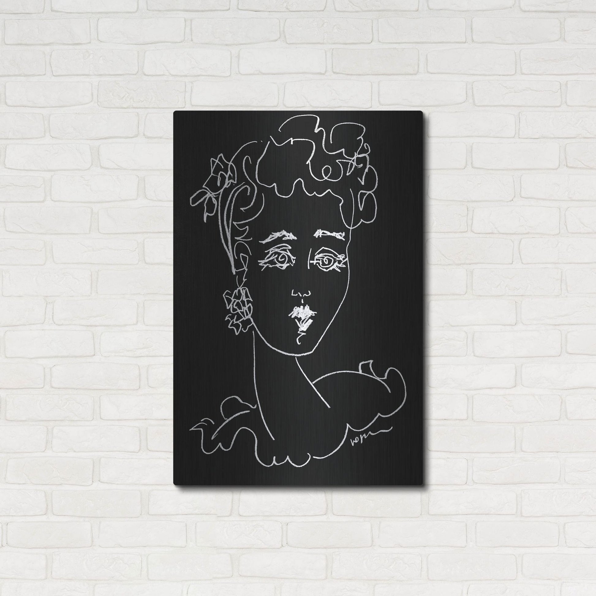 Luxe Metal Art 'Face Noir' by Holly Wojhan, Metal Wall Art,24x36
