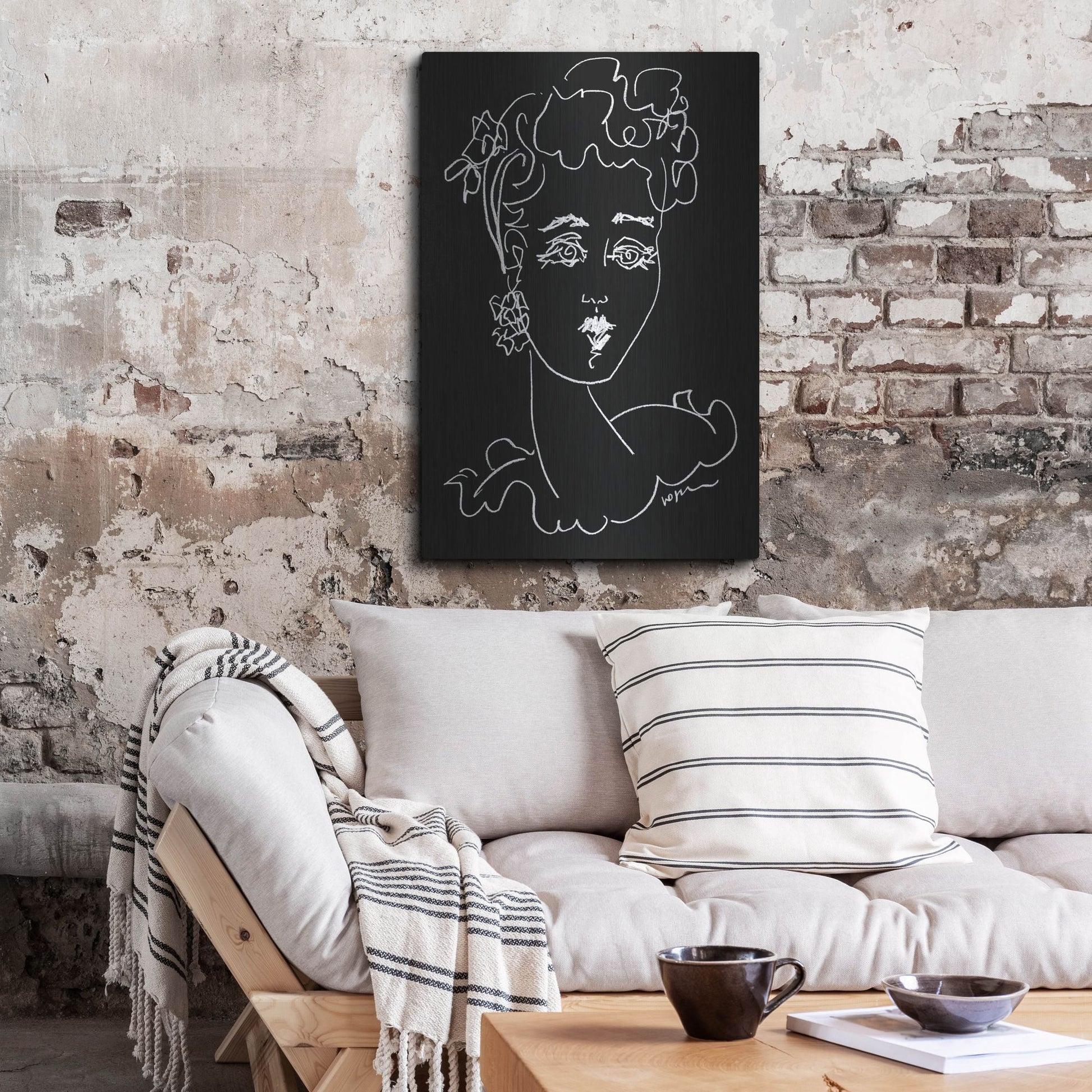 Luxe Metal Art 'Face Noir' by Holly Wojhan, Metal Wall Art,24x36