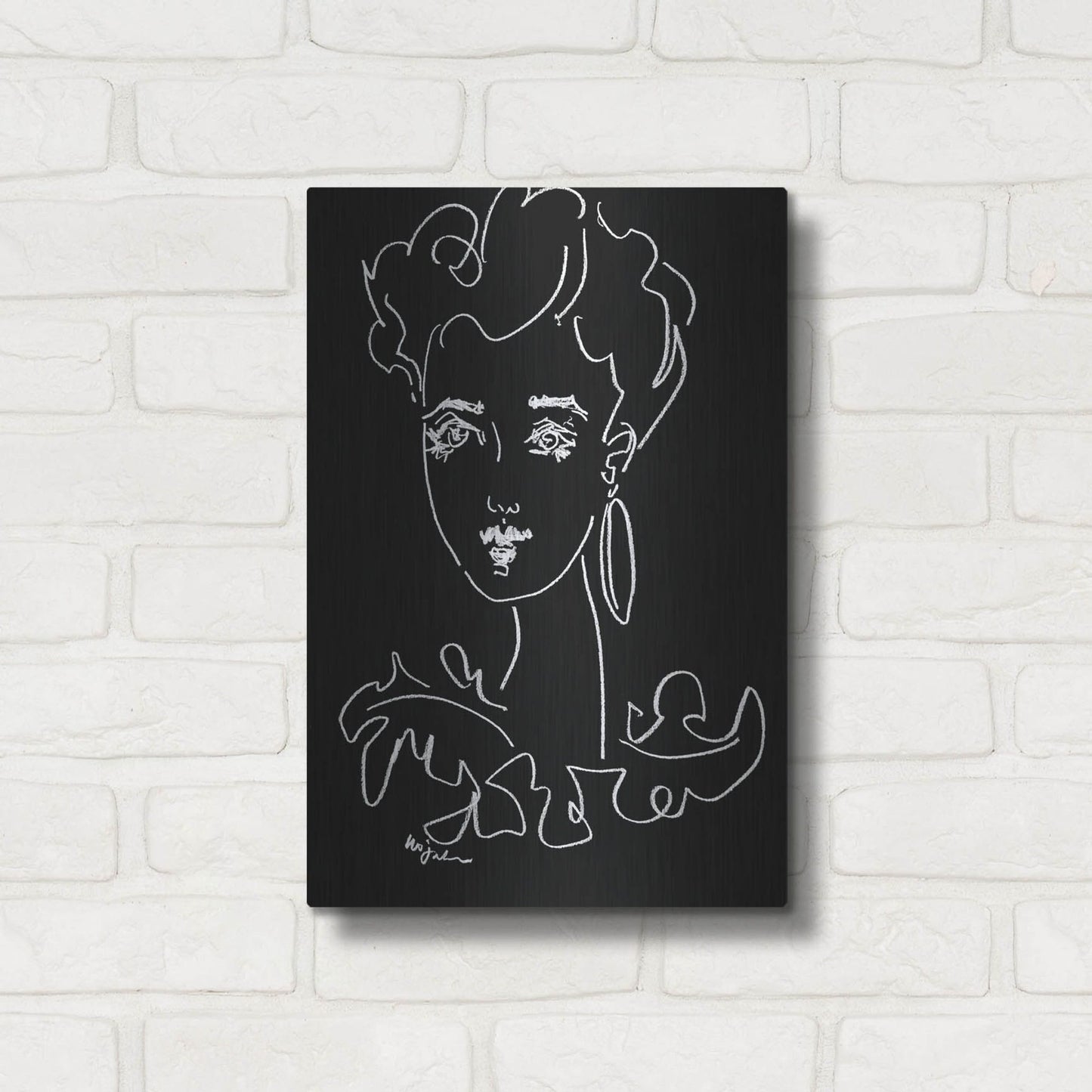 Luxe Metal Art 'Another Face Noir' by Holly Wojhan, Metal Wall Art,12x16