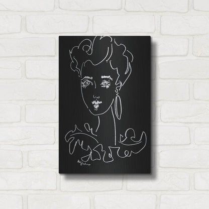 Luxe Metal Art 'Another Face Noir' by Holly Wojhan, Metal Wall Art,12x16