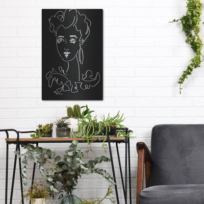 Luxe Metal Art 'Another Face Noir' by Holly Wojhan, Metal Wall Art,12x16