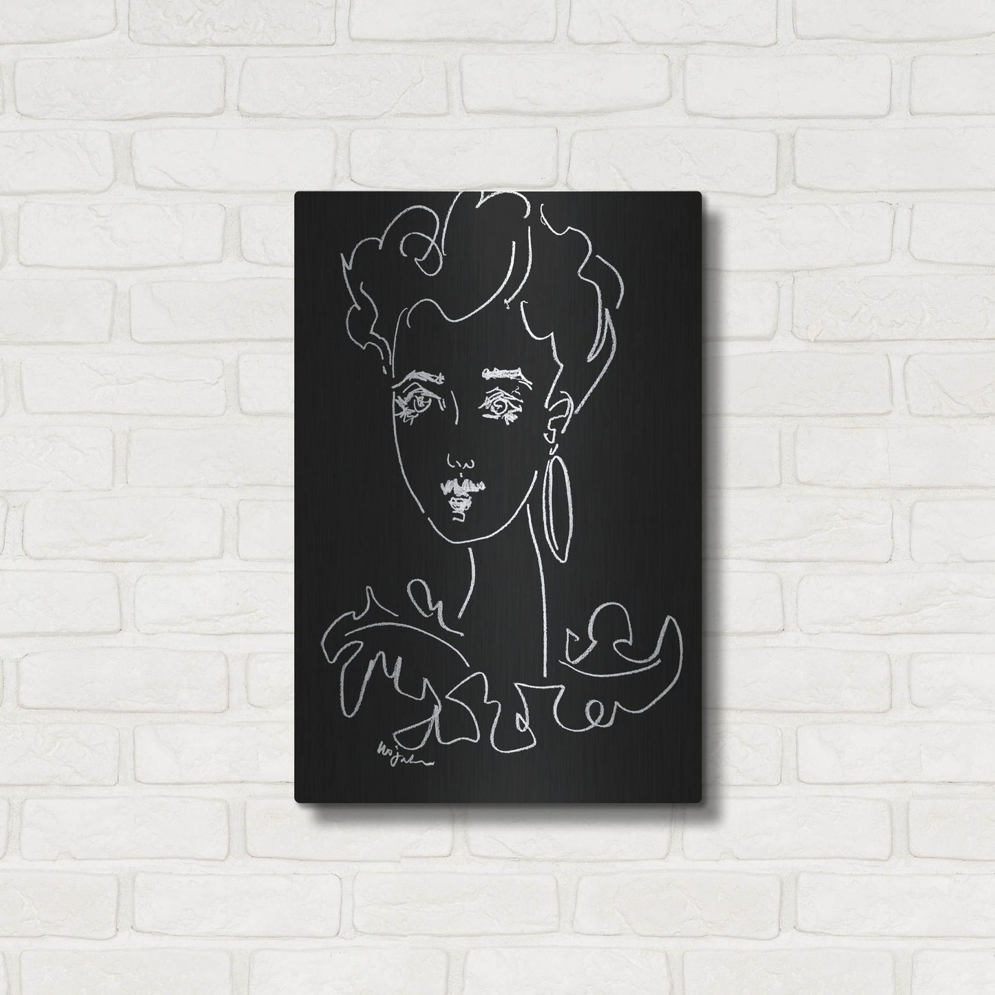 Luxe Metal Art 'Another Face Noir' by Holly Wojhan, Metal Wall Art,16x24