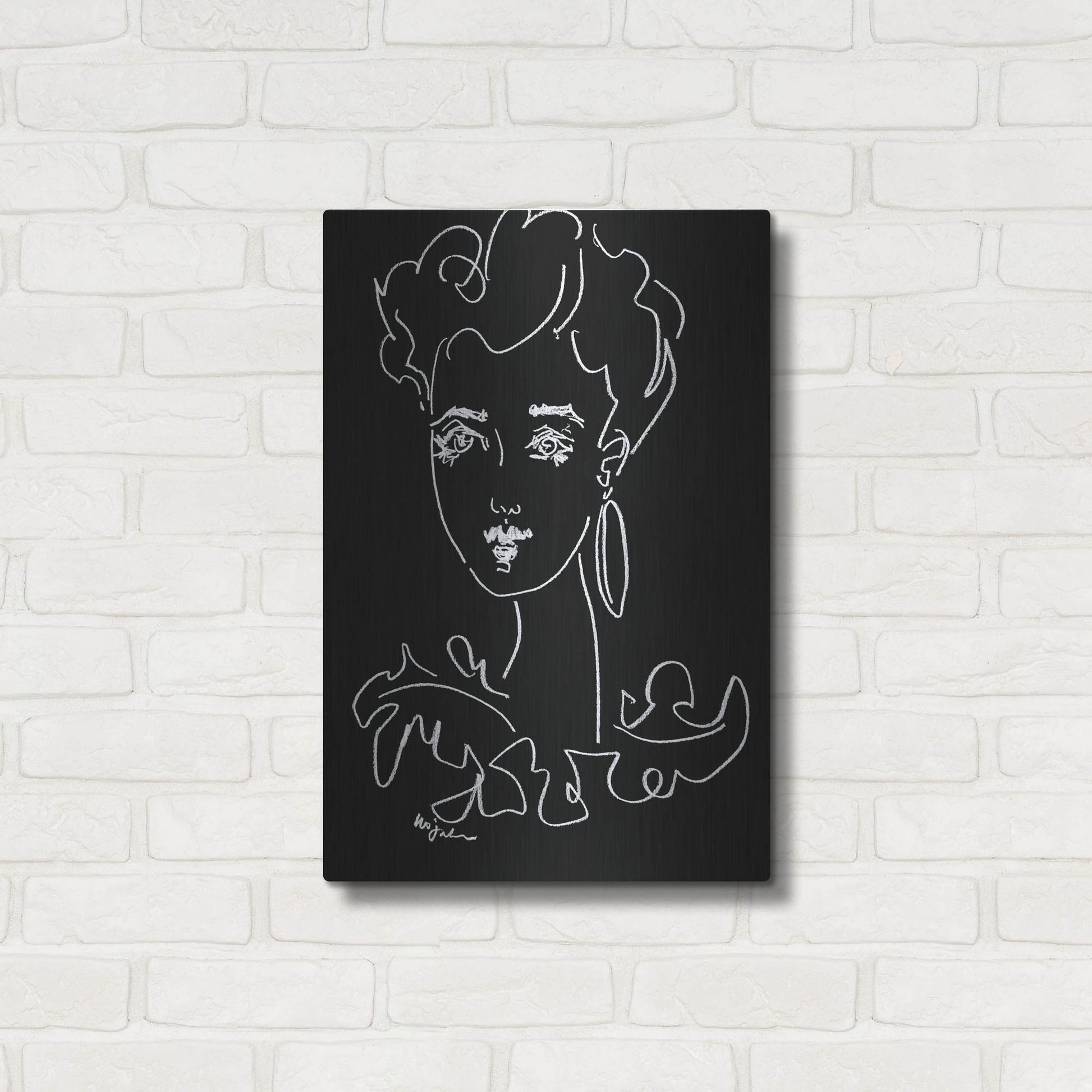 Luxe Metal Art 'Another Face Noir' by Holly Wojhan, Metal Wall Art,16x24