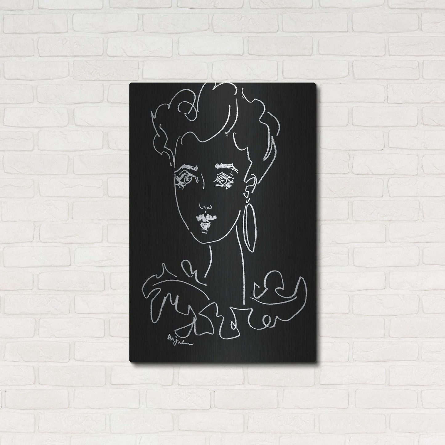Luxe Metal Art 'Another Face Noir' by Holly Wojhan, Metal Wall Art,24x36