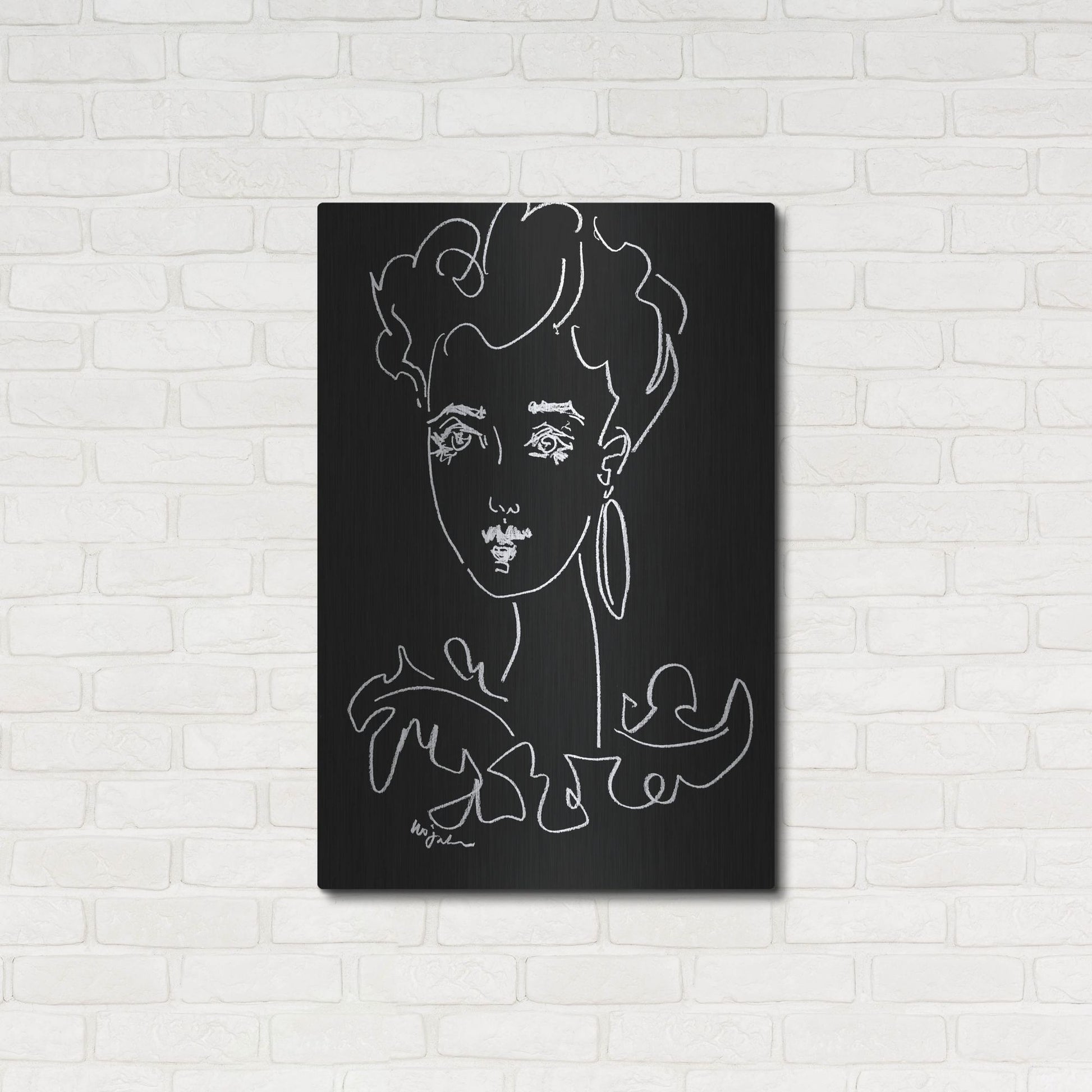 Luxe Metal Art 'Another Face Noir' by Holly Wojhan, Metal Wall Art,24x36