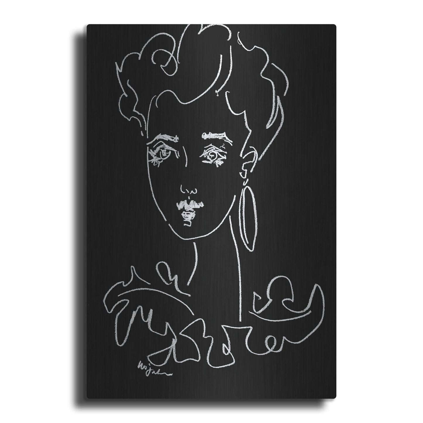 Luxe Metal Art 'Another Face Noir' by Holly Wojhan, Metal Wall Art