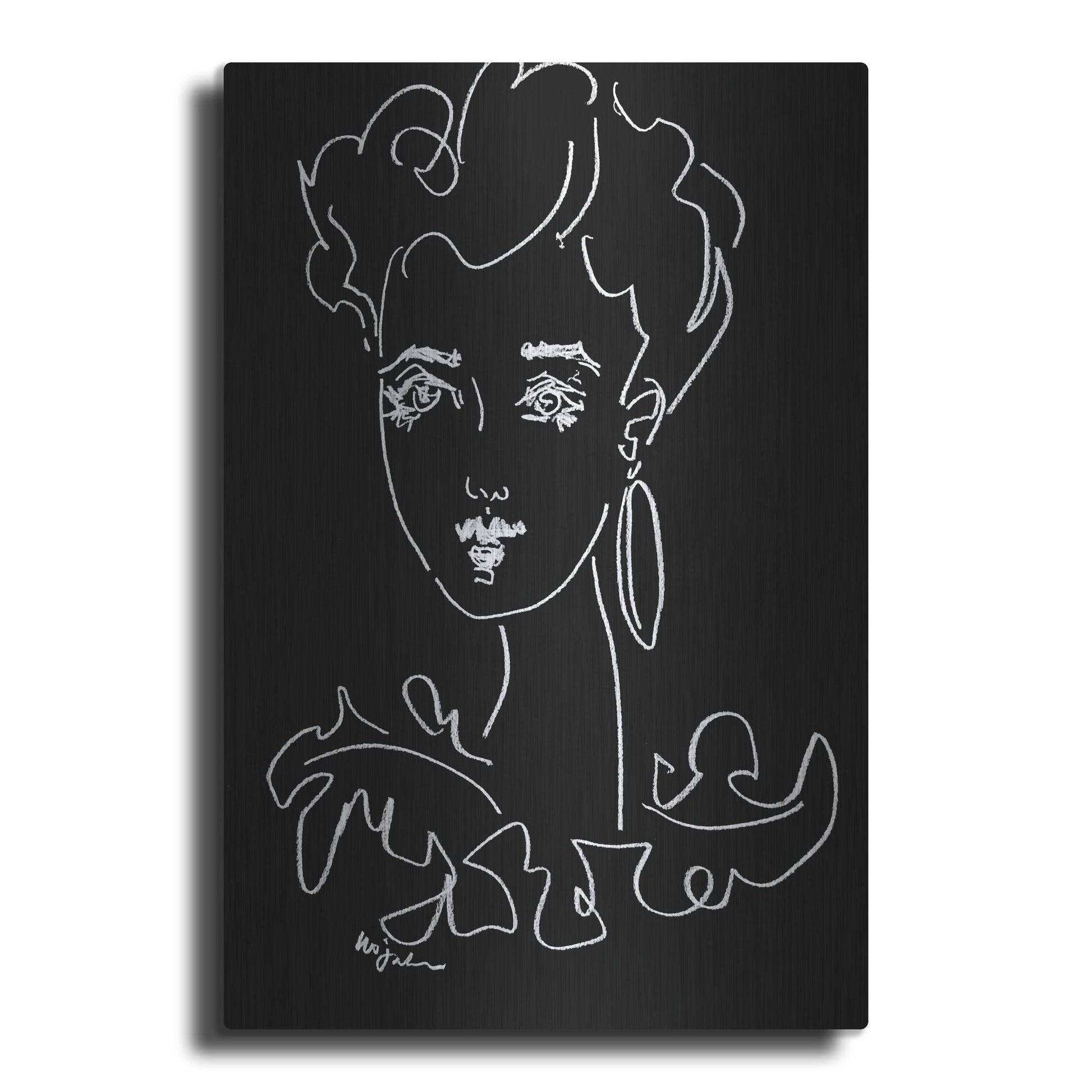 Luxe Metal Art 'Another Face Noir' by Holly Wojhan, Metal Wall Art