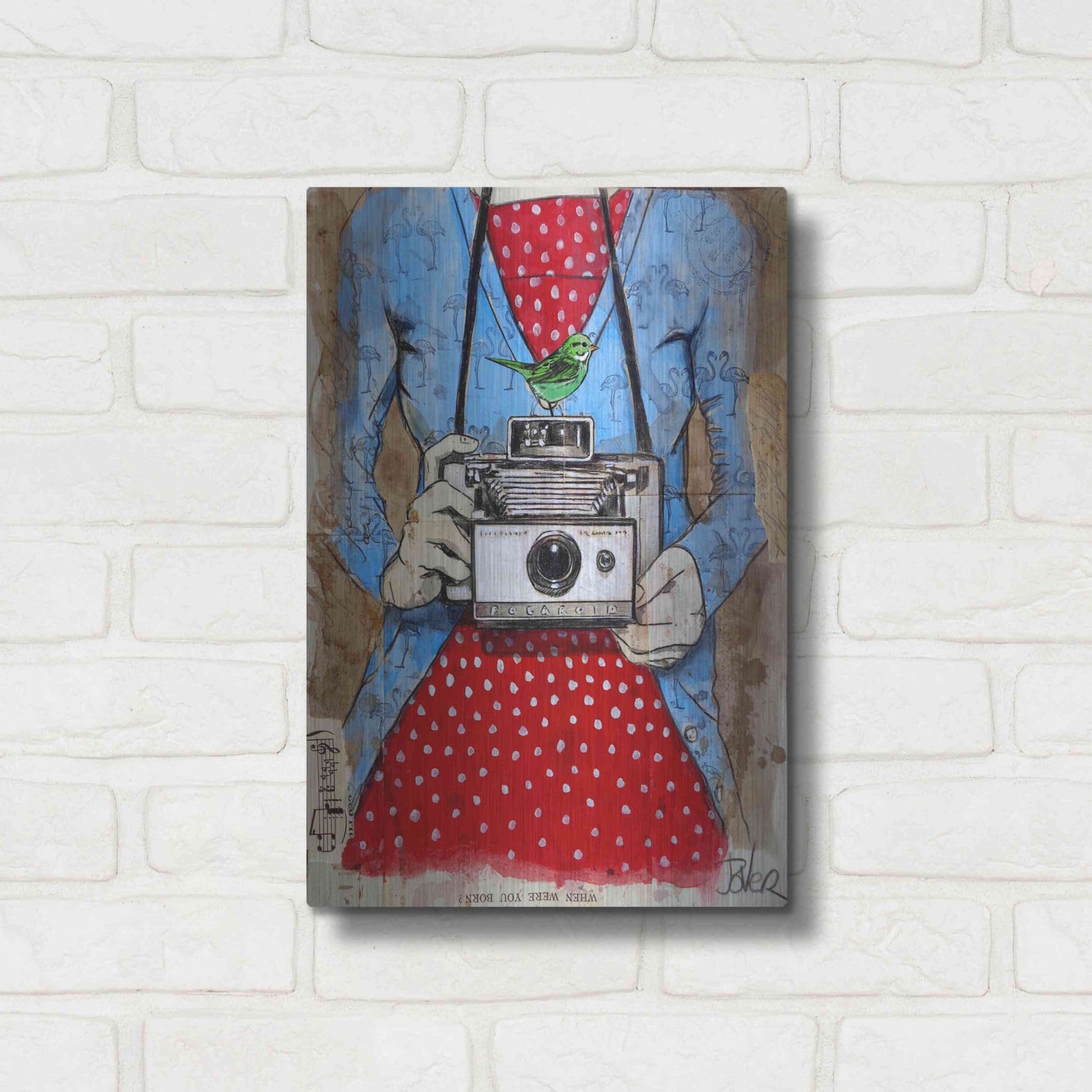 Luxe Metal Art 'Blue Flamingo' by Loui Jover, Metal Wall Art,12x16