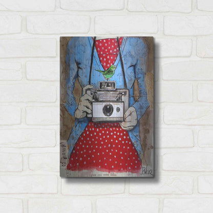 Luxe Metal Art 'Blue Flamingo' by Loui Jover, Metal Wall Art,12x16