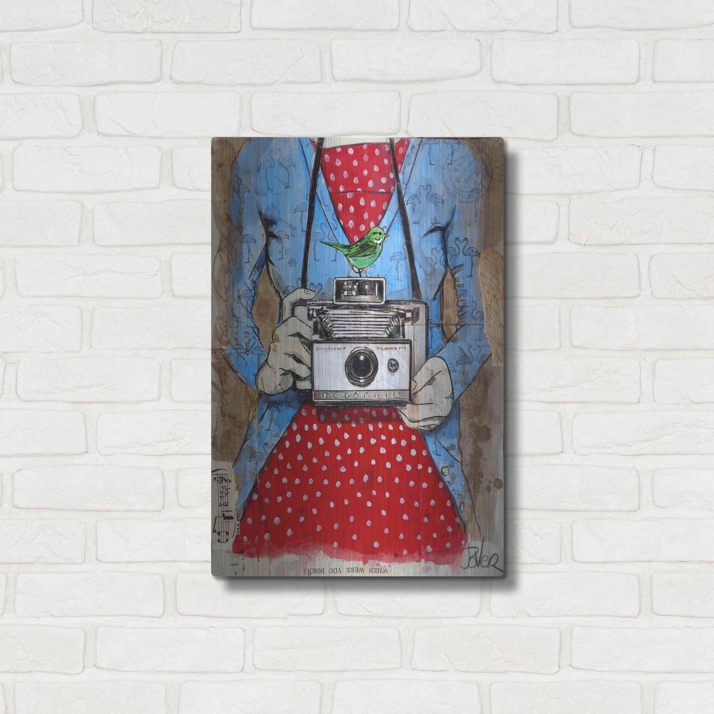 Luxe Metal Art 'Blue Flamingo' by Loui Jover, Metal Wall Art,16x24