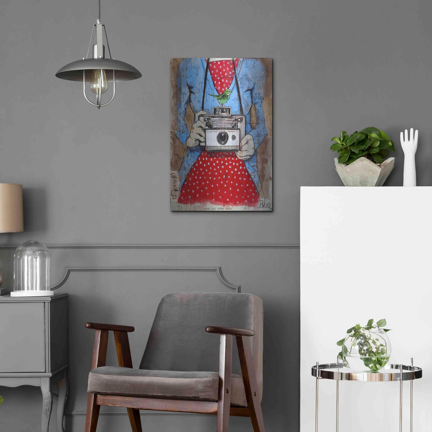 Luxe Metal Art 'Blue Flamingo' by Loui Jover, Metal Wall Art,16x24