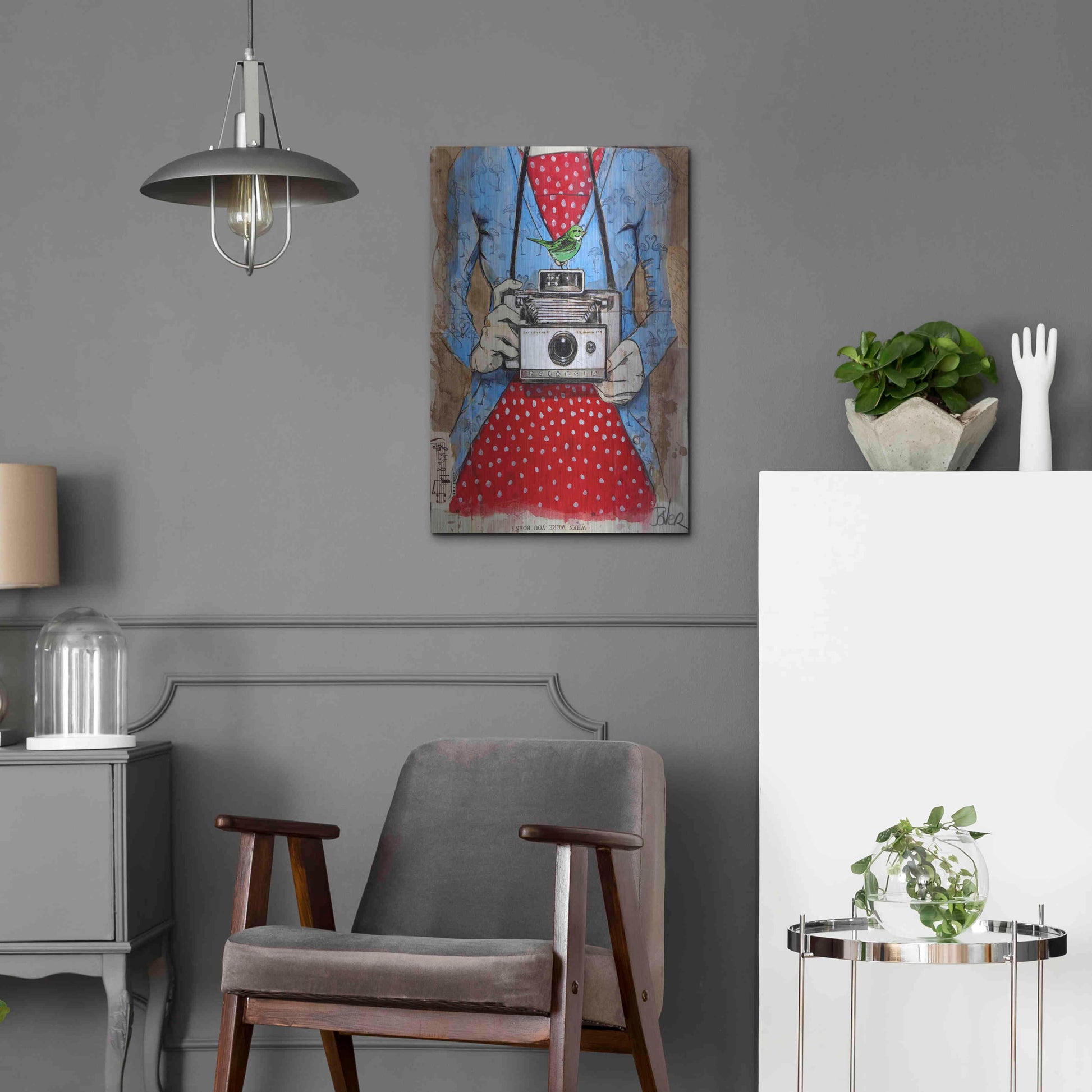 Luxe Metal Art 'Blue Flamingo' by Loui Jover, Metal Wall Art,16x24