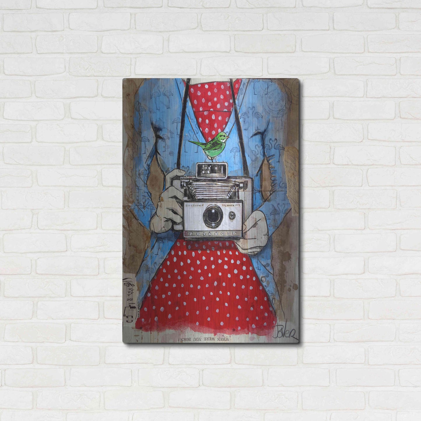 Luxe Metal Art 'Blue Flamingo' by Loui Jover, Metal Wall Art,24x36