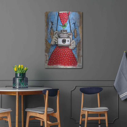 Luxe Metal Art 'Blue Flamingo' by Loui Jover, Metal Wall Art,24x36