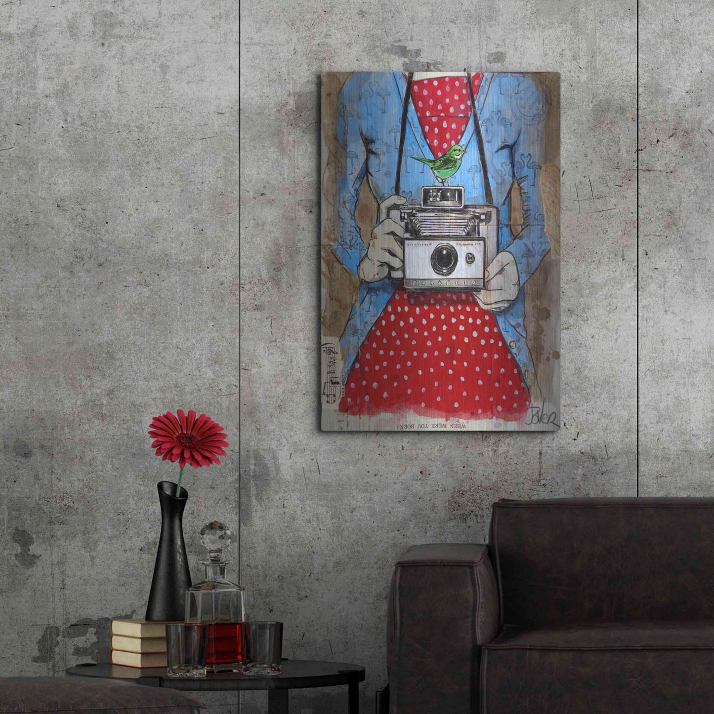 Luxe Metal Art 'Blue Flamingo' by Loui Jover, Metal Wall Art,24x36