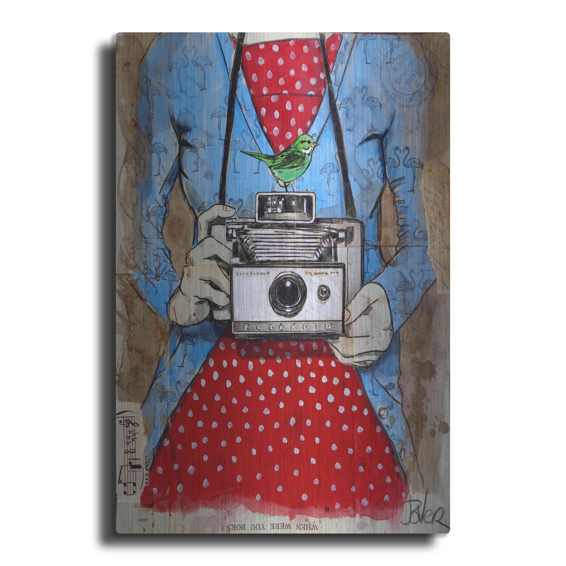 Luxe Metal Art 'Blue Flamingo' by Loui Jover, Metal Wall Art