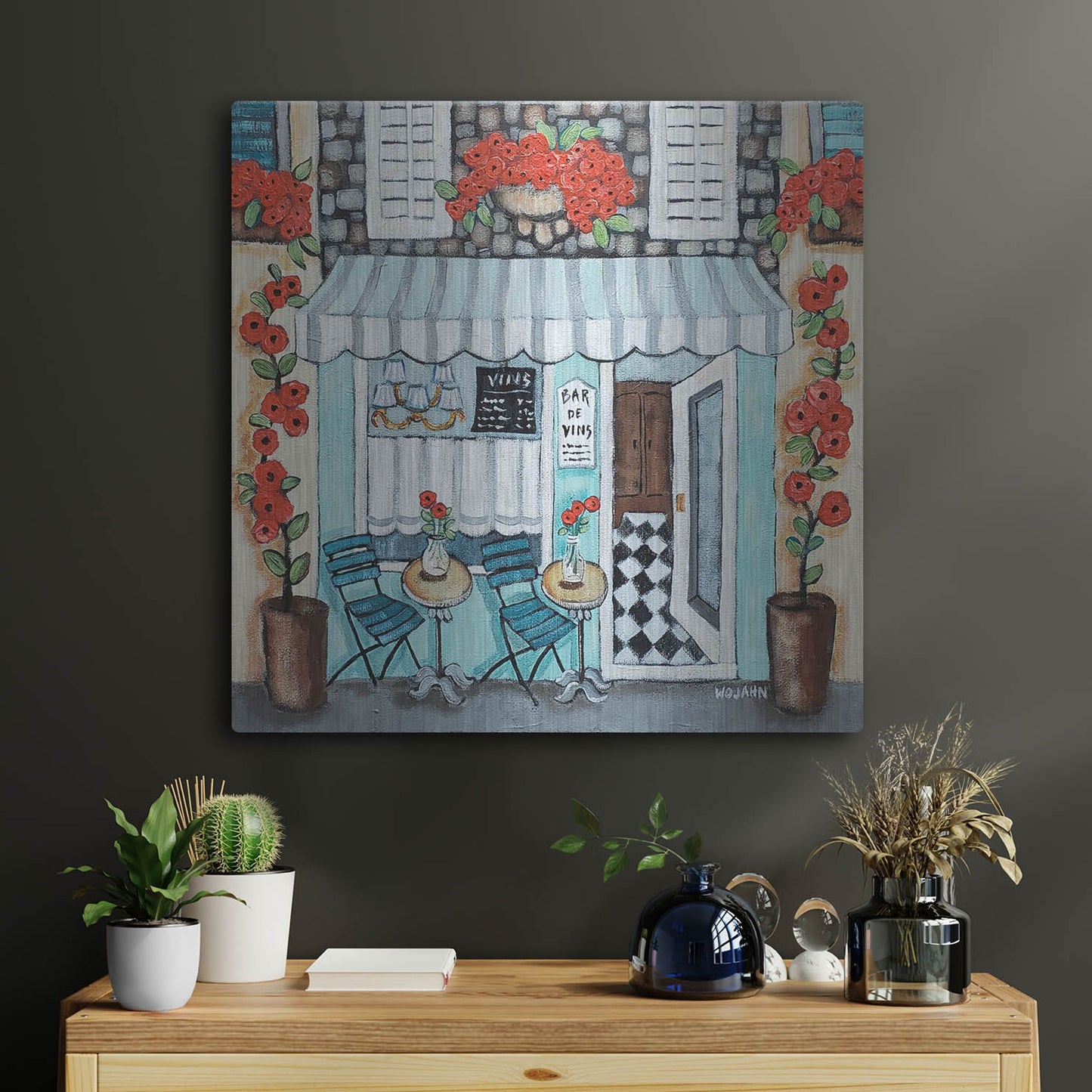 Luxe Metal Art 'Cafe Francase Hi Res' by Holly Wojhan, Metal Wall Art,24x24