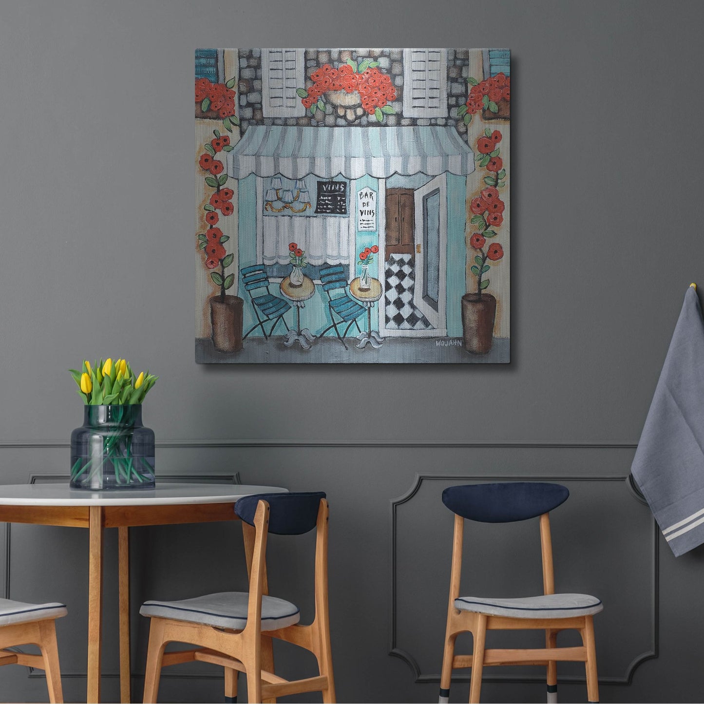 Luxe Metal Art 'Cafe Francase Hi Res' by Holly Wojhan, Metal Wall Art,36x36