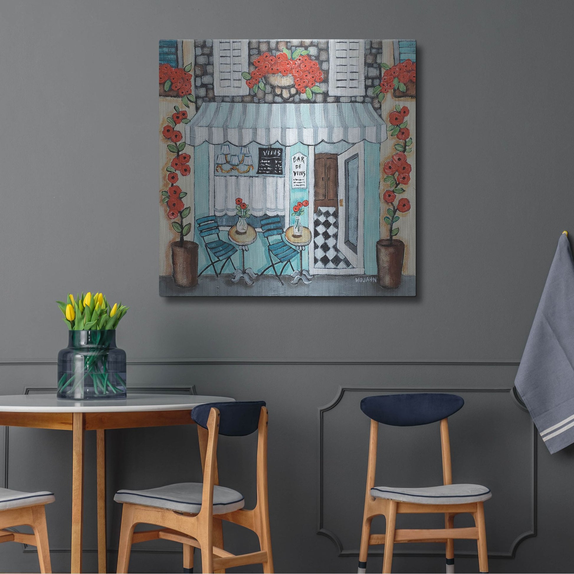 Luxe Metal Art 'Cafe Francase Hi Res' by Holly Wojhan, Metal Wall Art,36x36