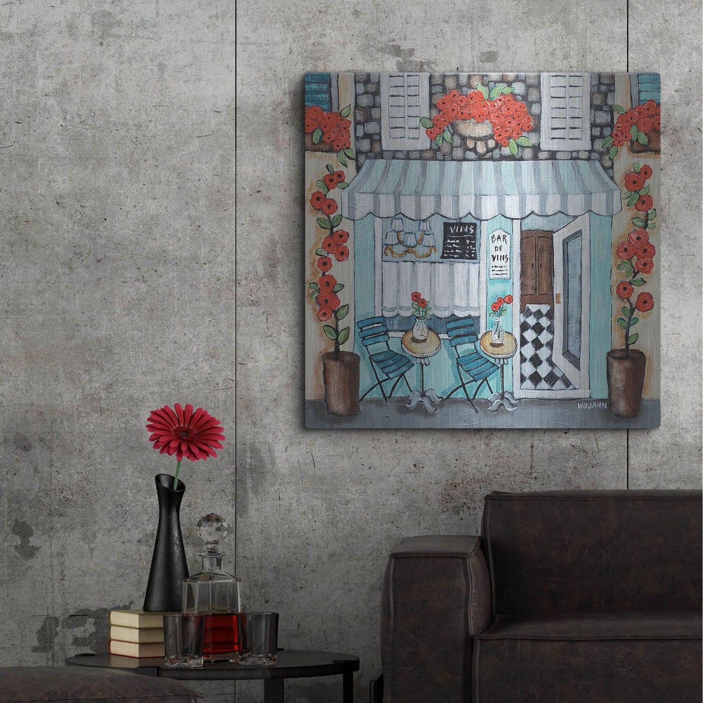 Luxe Metal Art 'Cafe Francase Hi Res' by Holly Wojhan, Metal Wall Art,36x36