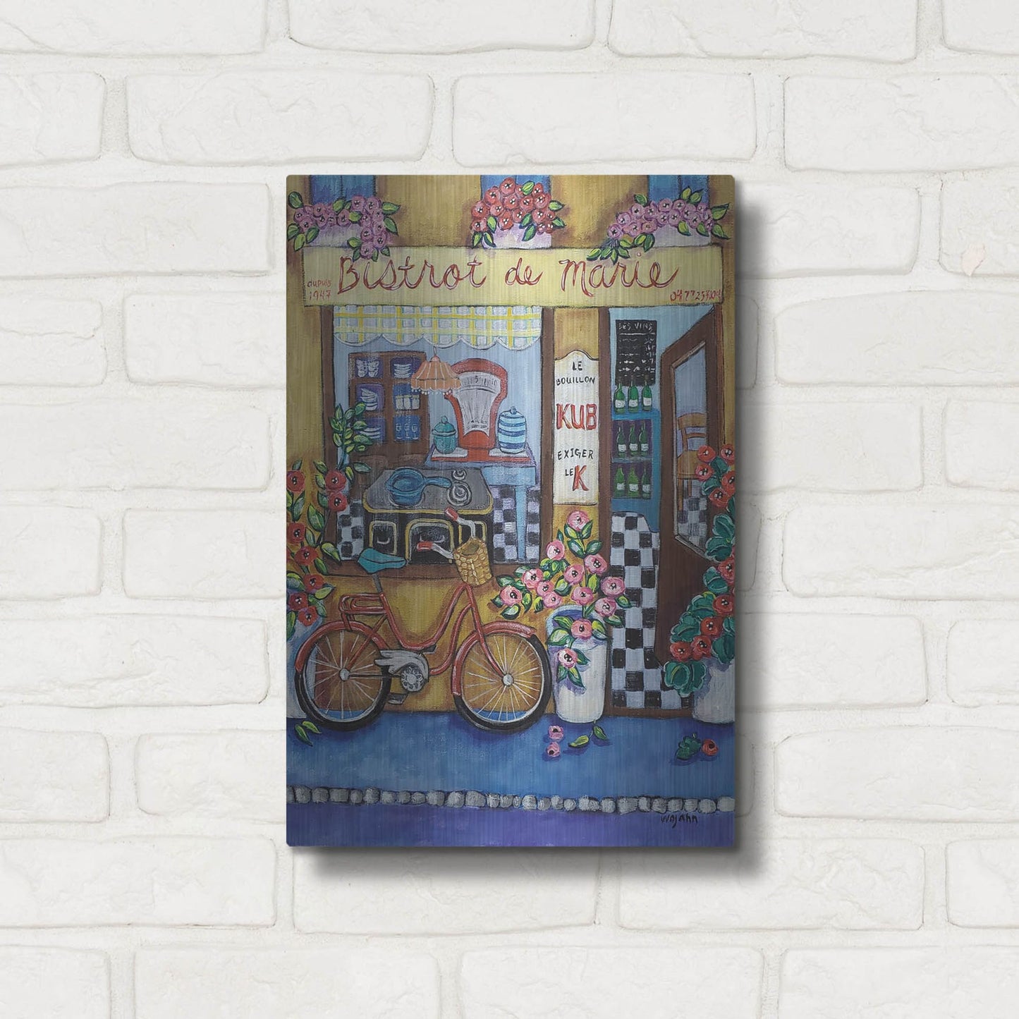 Luxe Metal Art 'Bistrot de Marie' by Holly Wojhan, Metal Wall Art,12x16