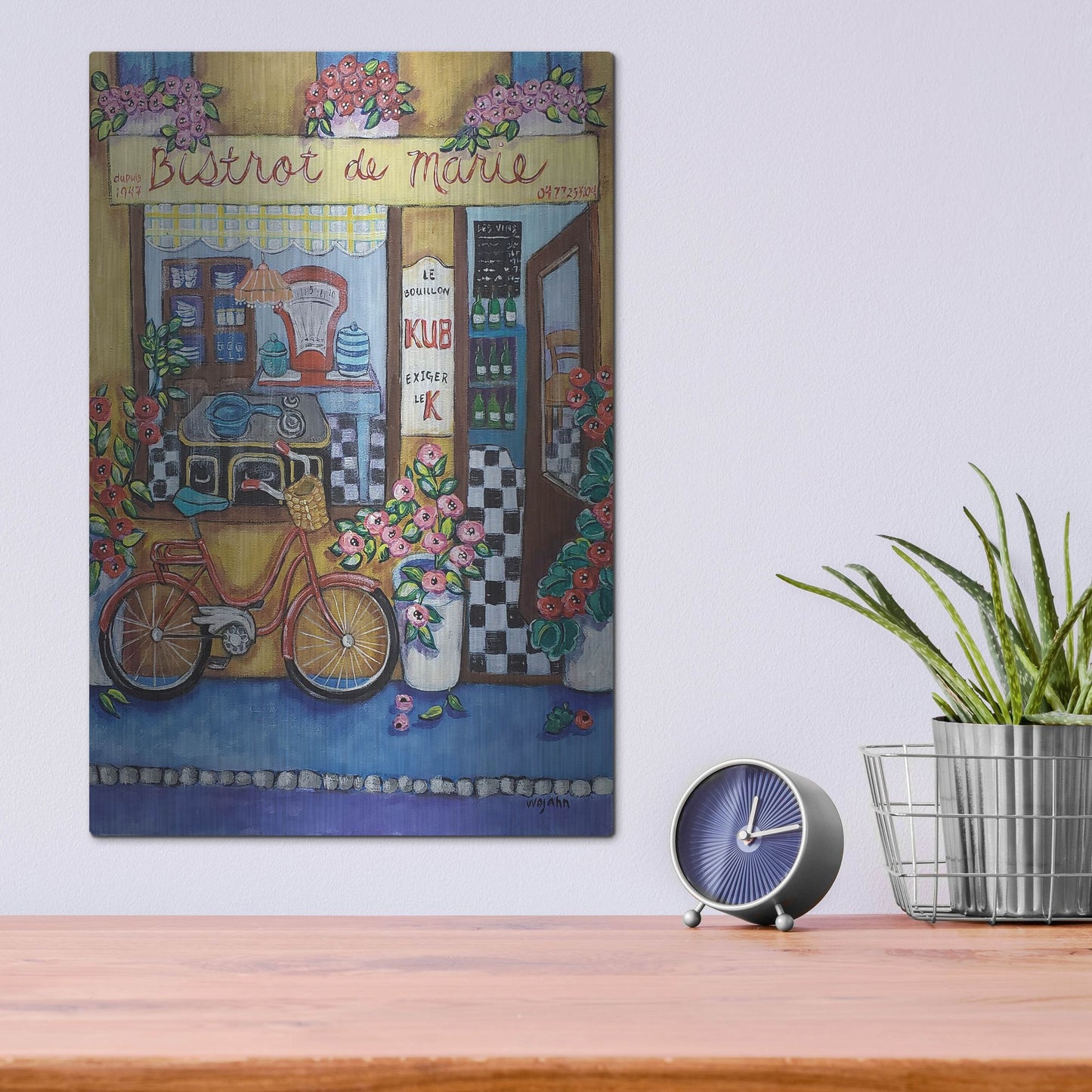 Luxe Metal Art 'Bistrot de Marie' by Holly Wojhan, Metal Wall Art,12x16