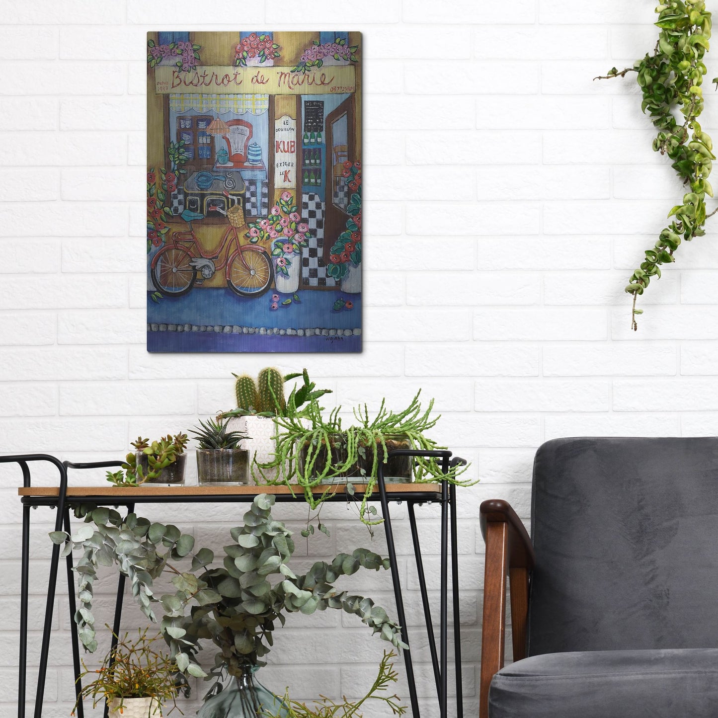 Luxe Metal Art 'Bistrot de Marie' by Holly Wojhan, Metal Wall Art,12x16