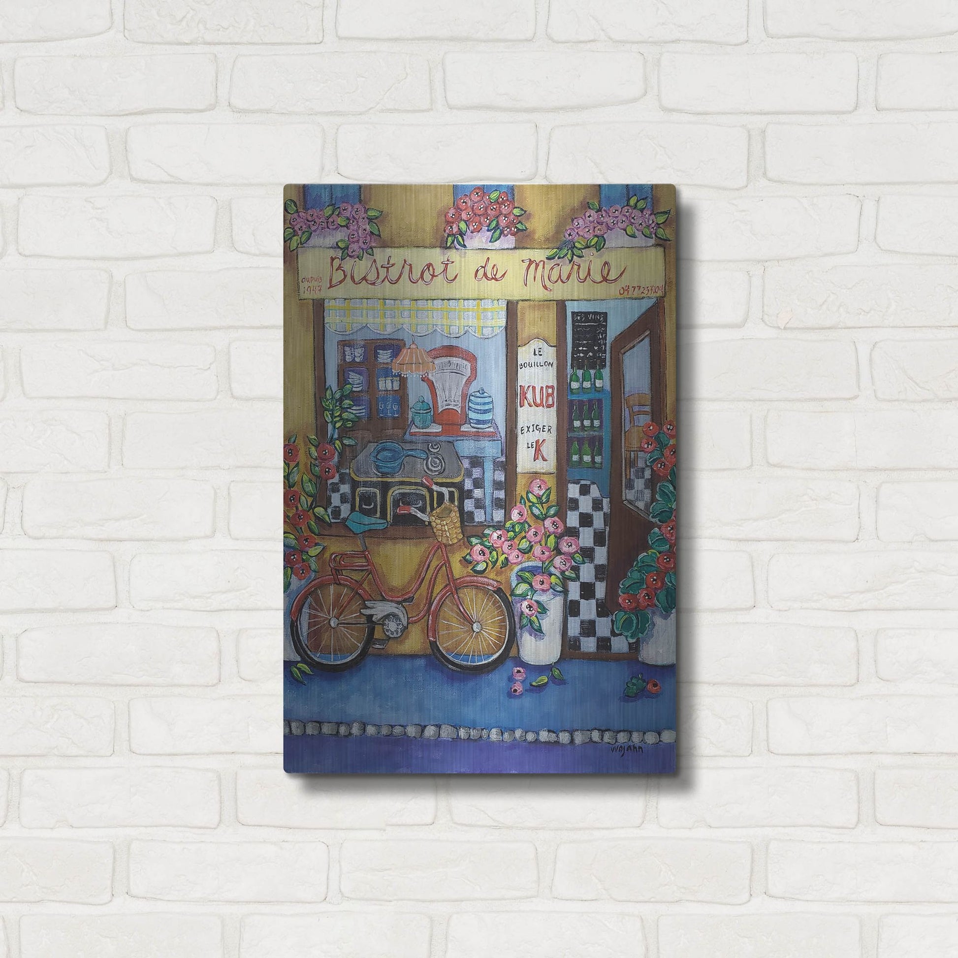 Luxe Metal Art 'Bistrot de Marie' by Holly Wojhan, Metal Wall Art,16x24