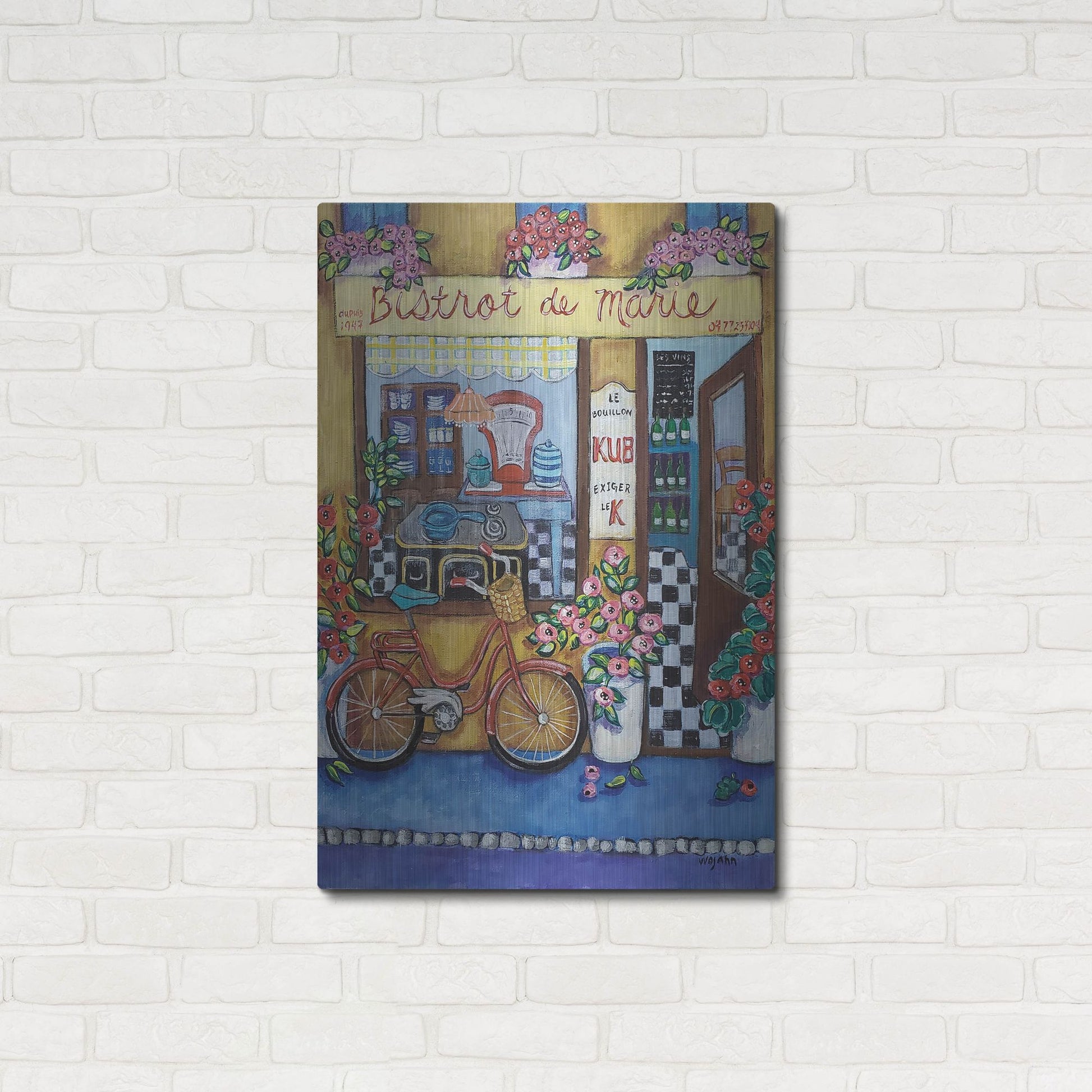 Luxe Metal Art 'Bistrot de Marie' by Holly Wojhan, Metal Wall Art,24x36