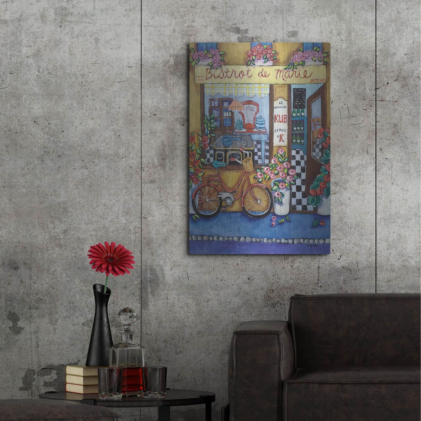 Luxe Metal Art 'Bistrot de Marie' by Holly Wojhan, Metal Wall Art,24x36