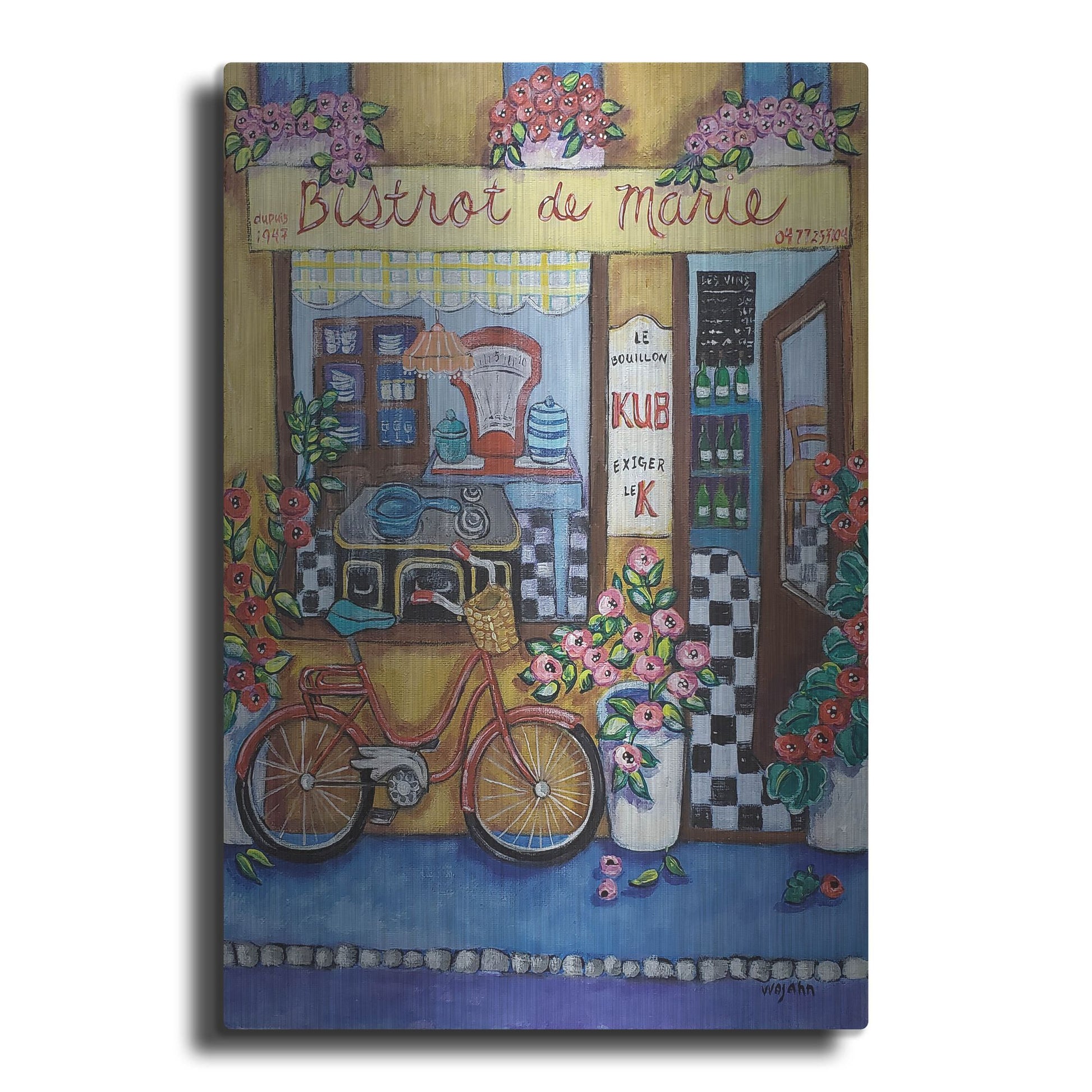 Luxe Metal Art 'Bistrot de Marie' by Holly Wojhan, Metal Wall Art