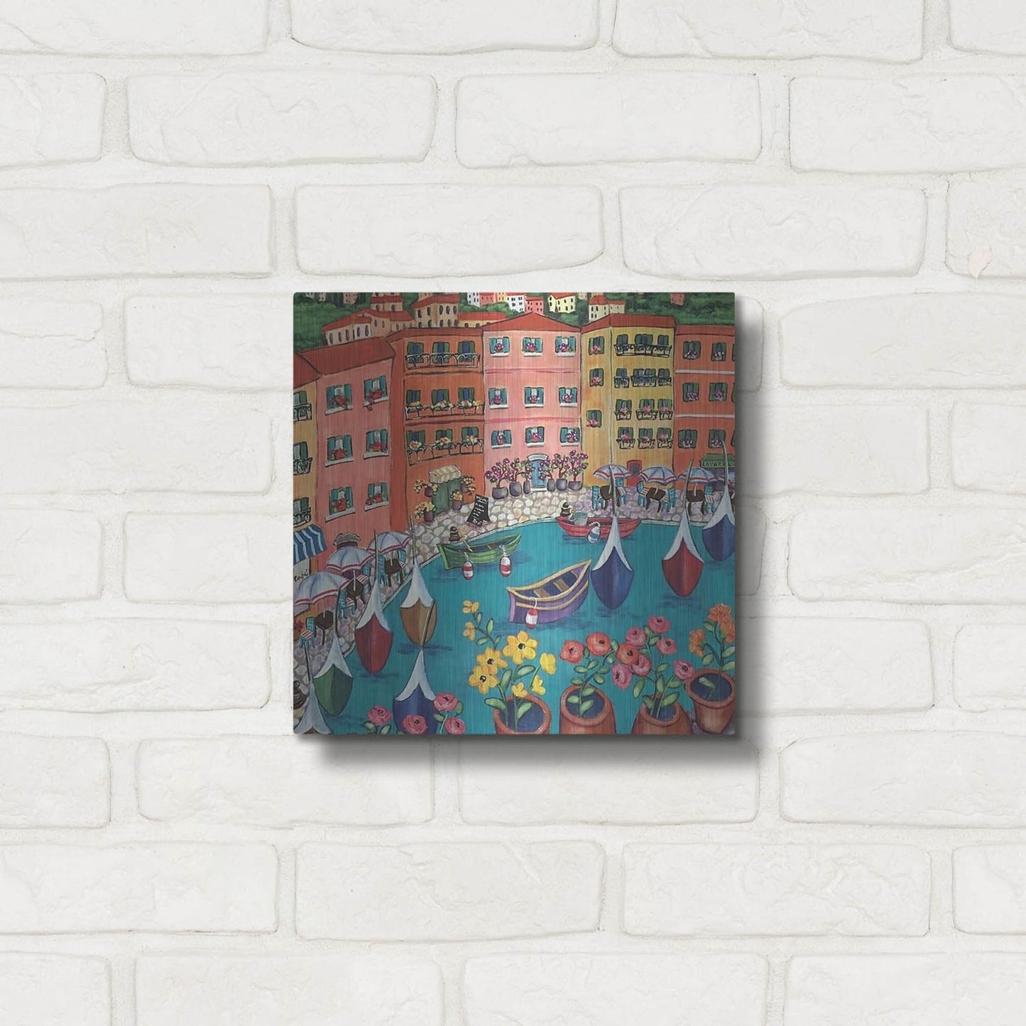 Luxe Metal Art 'Villefranche Sur Mer' by Holly Wojhan, Metal Wall Art,12x12