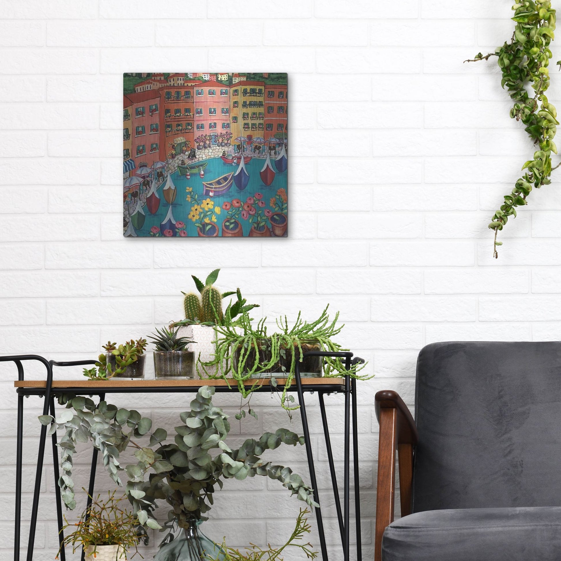 Luxe Metal Art 'Villefranche Sur Mer' by Holly Wojhan, Metal Wall Art,12x12