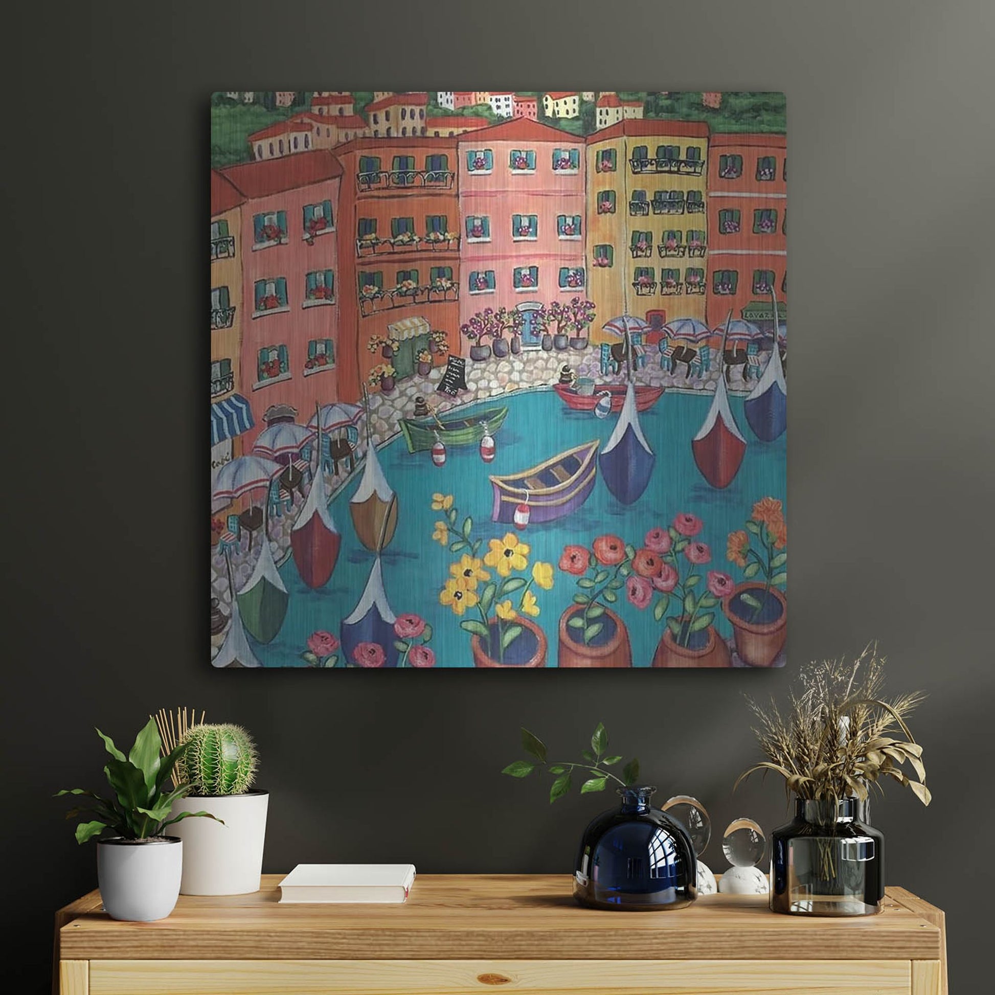 Luxe Metal Art 'Villefranche Sur Mer' by Holly Wojhan, Metal Wall Art,24x24