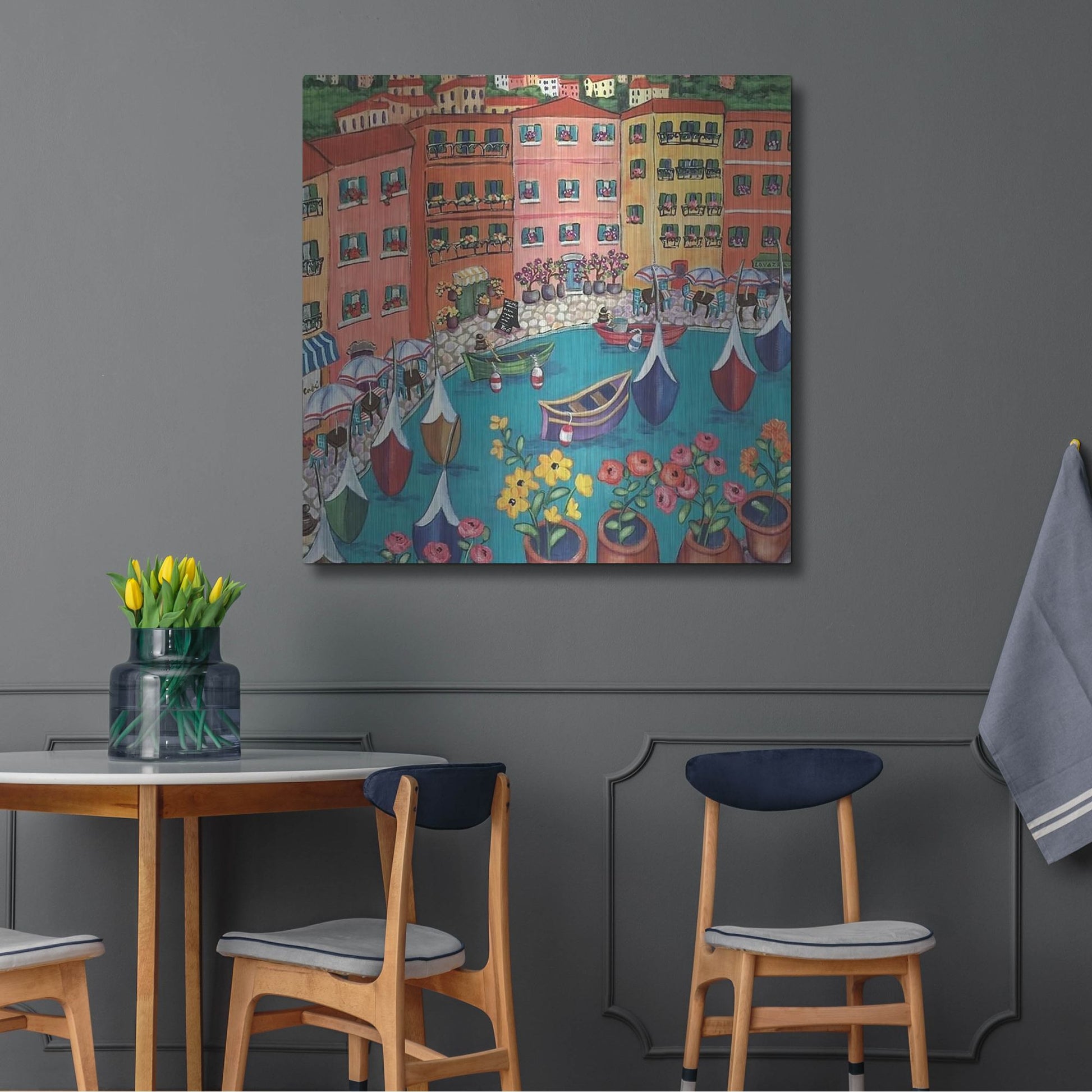 Luxe Metal Art 'Villefranche Sur Mer' by Holly Wojhan, Metal Wall Art,36x36