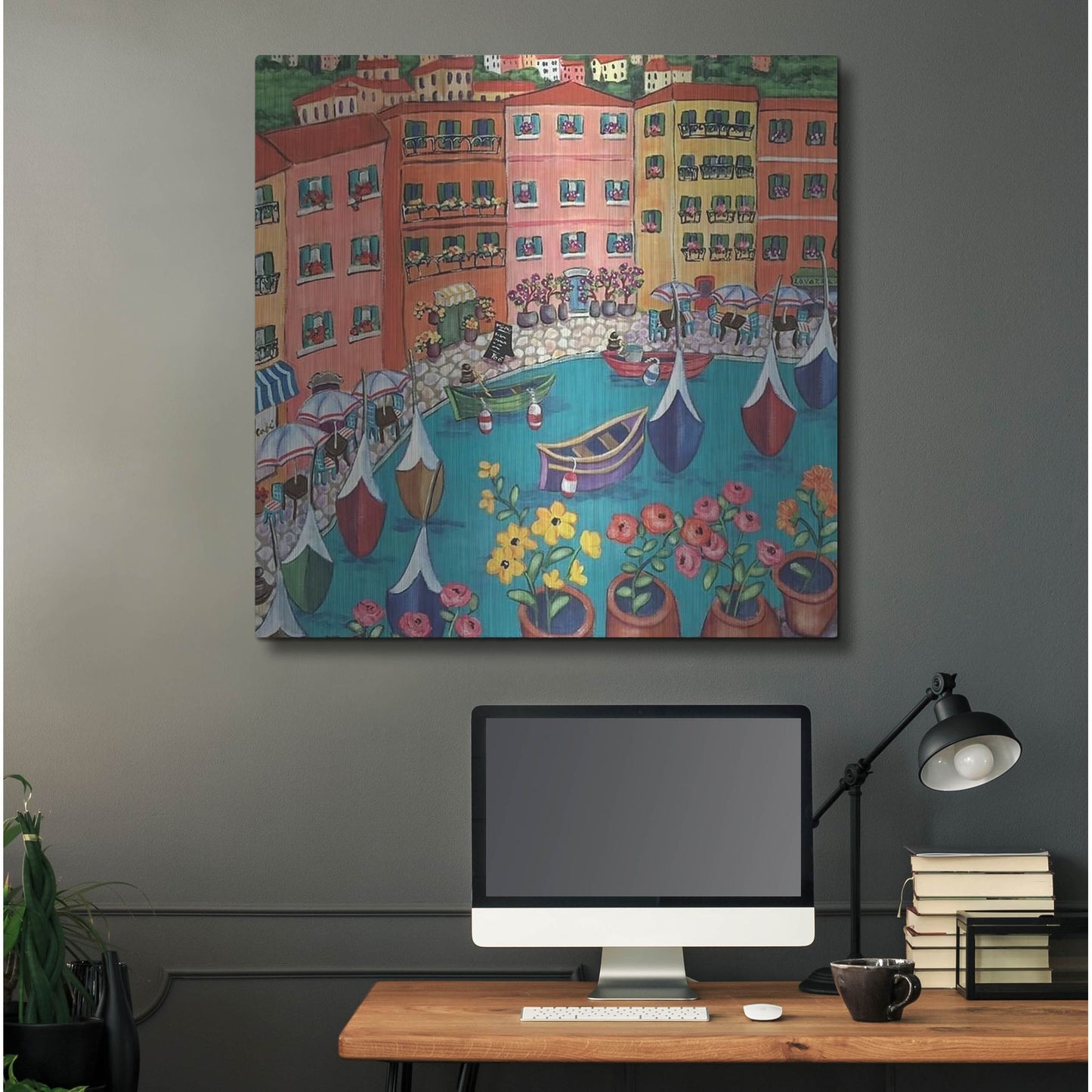 Luxe Metal Art 'Villefranche Sur Mer' by Holly Wojhan, Metal Wall Art,36x36