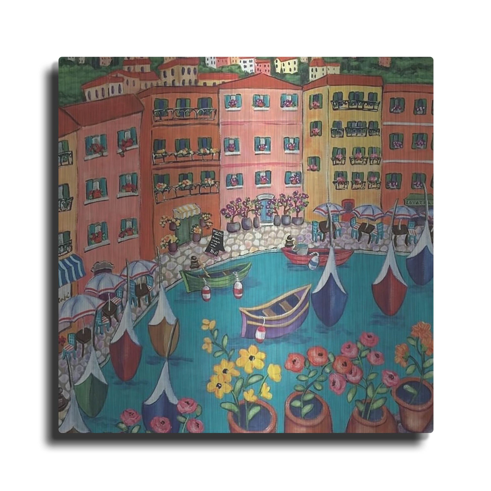 Luxe Metal Art 'Villefranche Sur Mer' by Holly Wojhan, Metal Wall Art