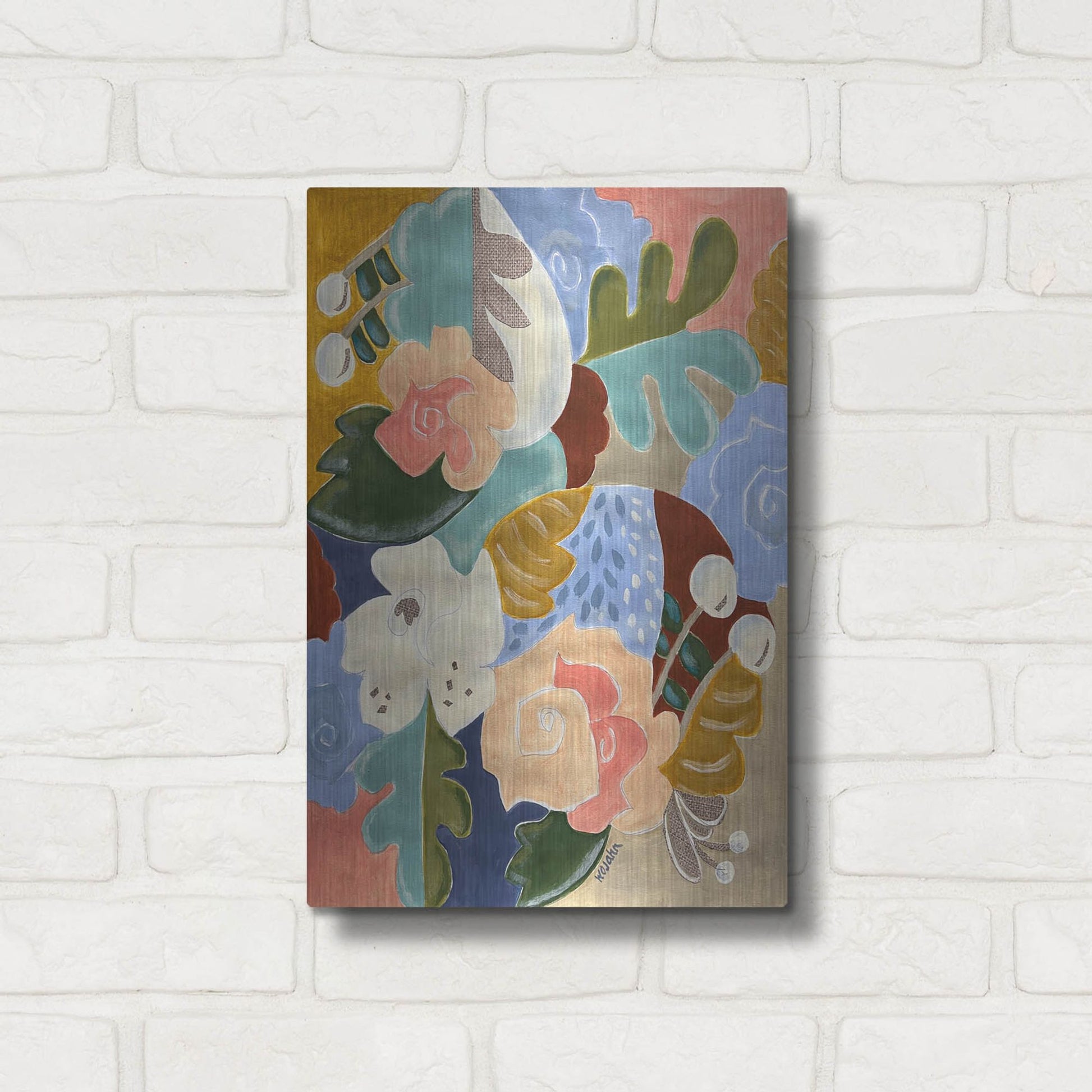 Luxe Metal Art 'Melange of Flowers' by Holly Wojhan, Metal Wall Art,12x16