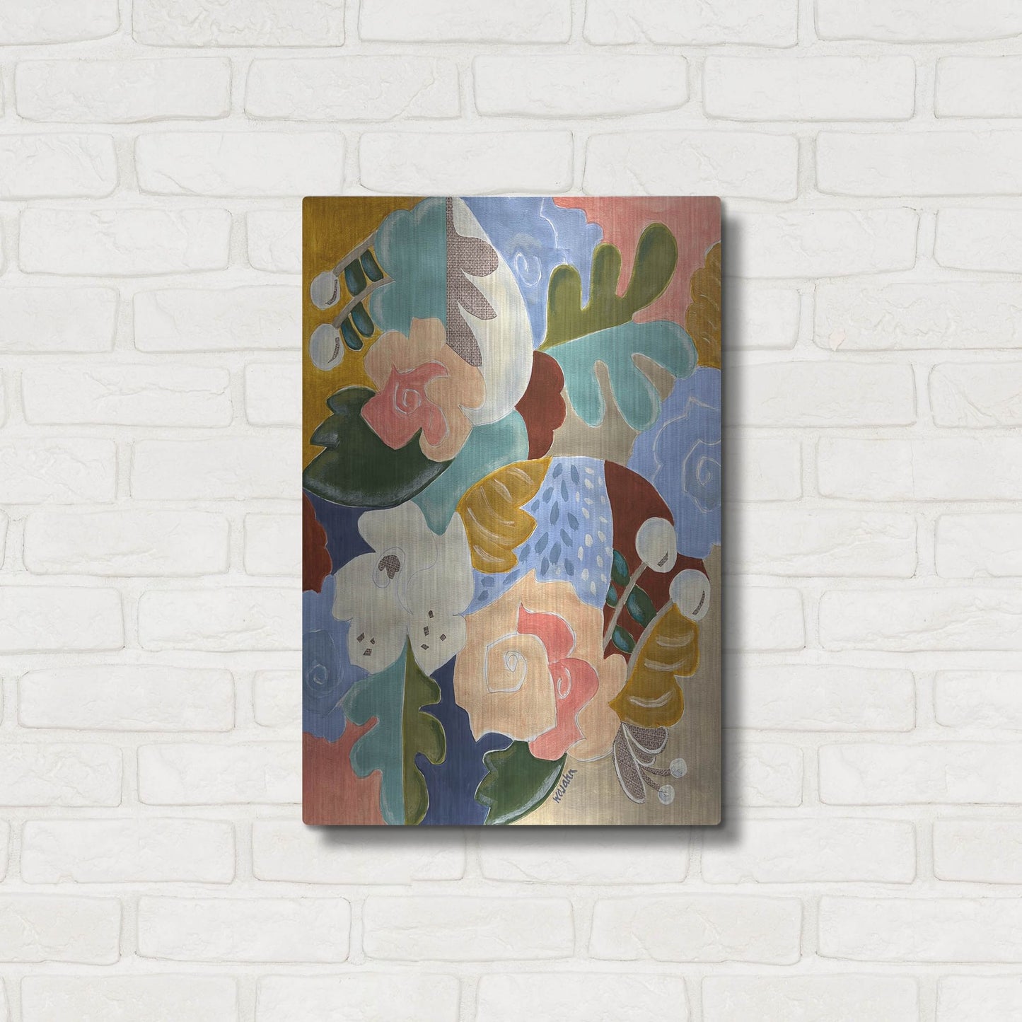 Luxe Metal Art 'Melange of Flowers' by Holly Wojhan, Metal Wall Art,16x24