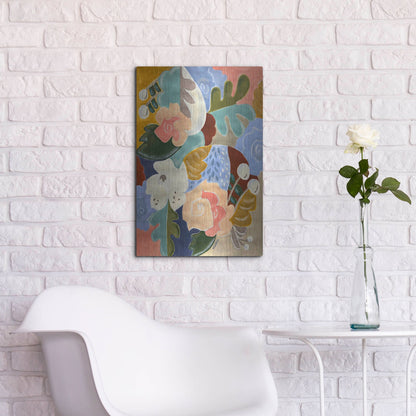 Luxe Metal Art 'Melange of Flowers' by Holly Wojhan, Metal Wall Art,16x24