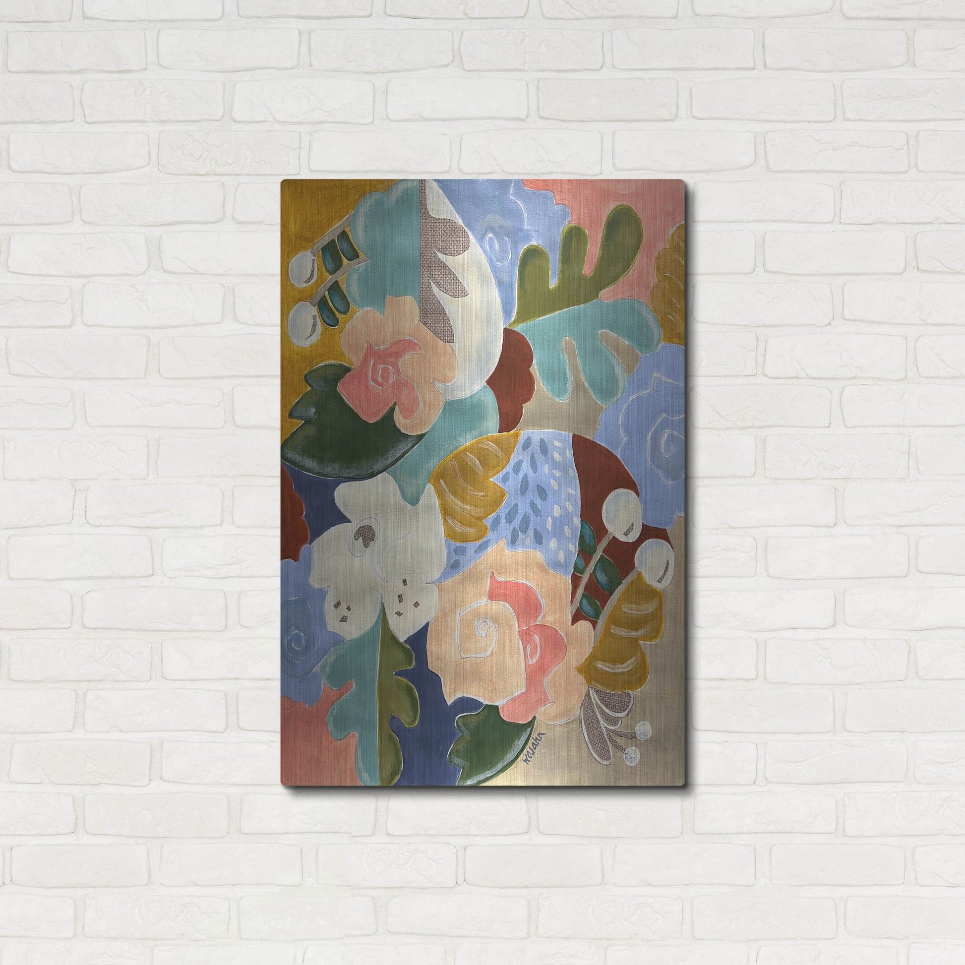 Luxe Metal Art 'Melange of Flowers' by Holly Wojhan, Metal Wall Art,24x36