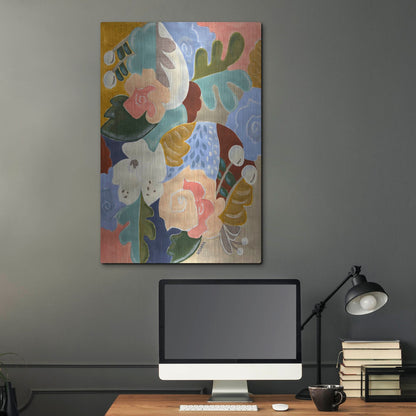 Luxe Metal Art 'Melange of Flowers' by Holly Wojhan, Metal Wall Art,24x36