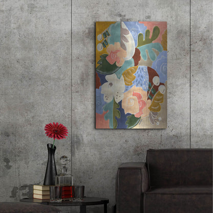 Luxe Metal Art 'Melange of Flowers' by Holly Wojhan, Metal Wall Art,24x36